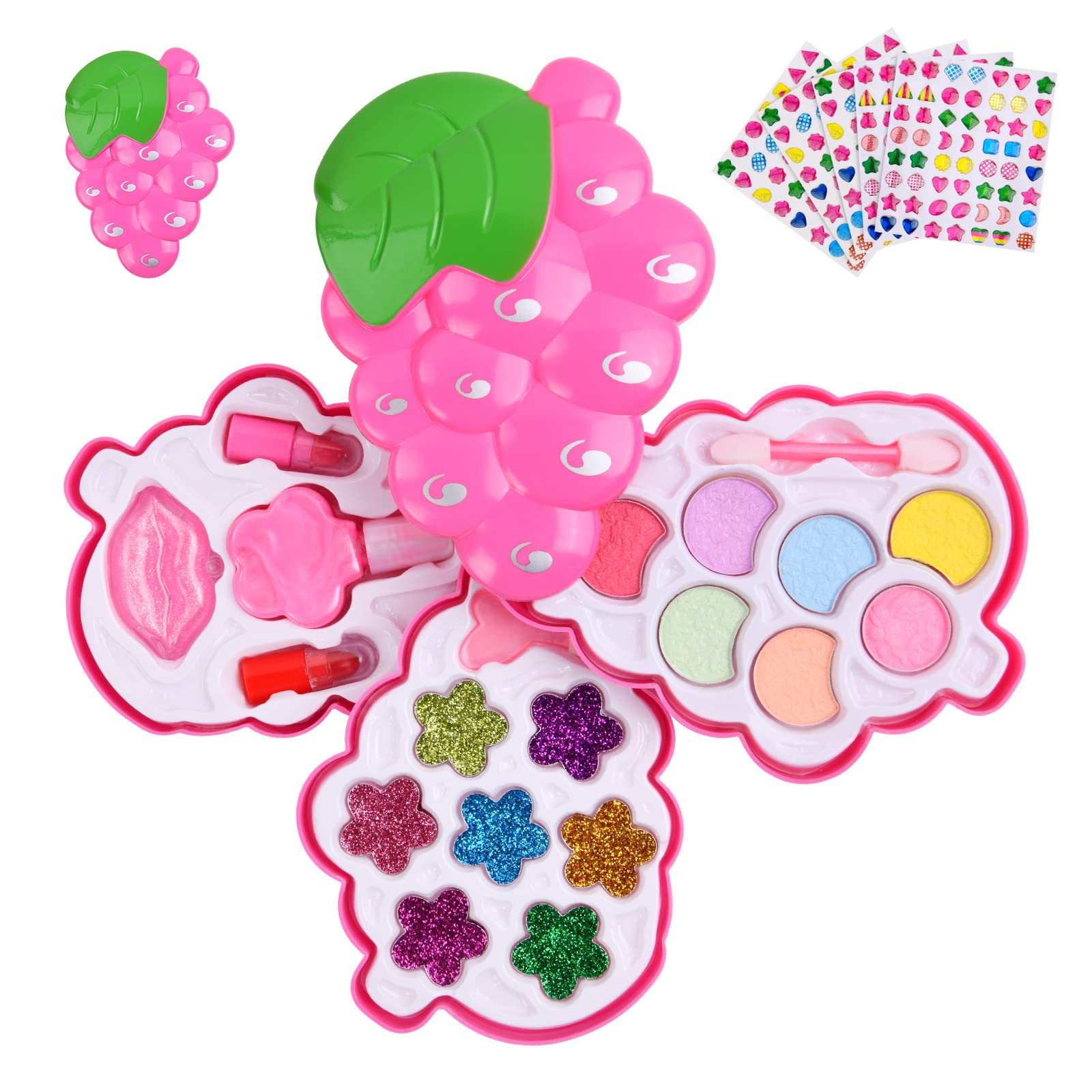 Aomig Kids Makeup Set for Girls - 25pcs Non-Toxic & Washable Toy Makeup Kit with Case, Safe Tested Cosmetic Toys - Perfect Birthday, Christmas & Halloween Gift for Girls - Great for Dress-Up, Pretend Play & Party Makeup Fun