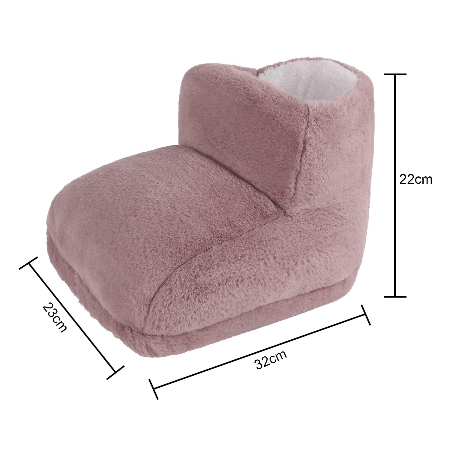 Rechargeable USB Electric Foot Warmer Boots - Fast Heating Plush Foot Muff with Large Pocket for Winter, Home & Office Use - Dark Pink Heated Slippers for Cold Weather, Heat Therapy & Cozy Comfort (Perfect for Work, Travel & Relaxation)