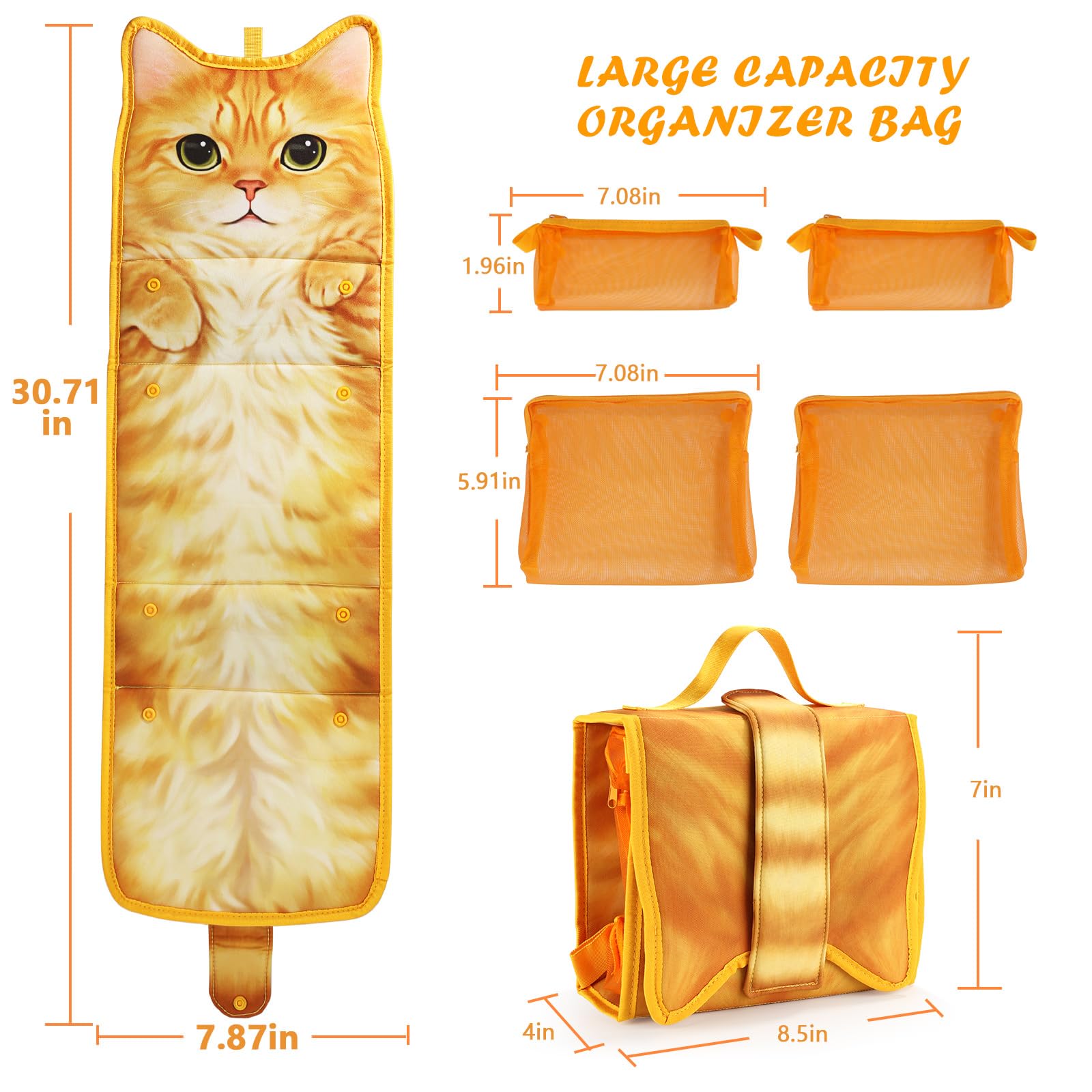 Waterproof Hanging Toiletry Bag for Travel - Cat Design Cosmetic Organizer for Women & Men - Perfect for Shampoo, Makeup & Toiletries - Ideal for Camping, Gym & Vacation Trips