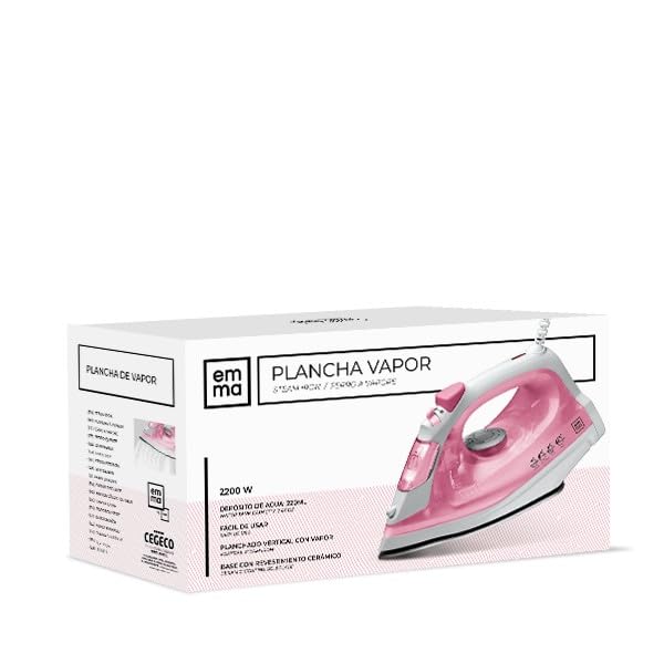 Emma Professional Steam Iron - High Pressure, Low Energy Consumption, High Performance - Fast 24h Shipping - Perfect for Home & Hospitality Use (Pink) - Ideal for Wrinkles Removal, Garment Care & Quick Ironing