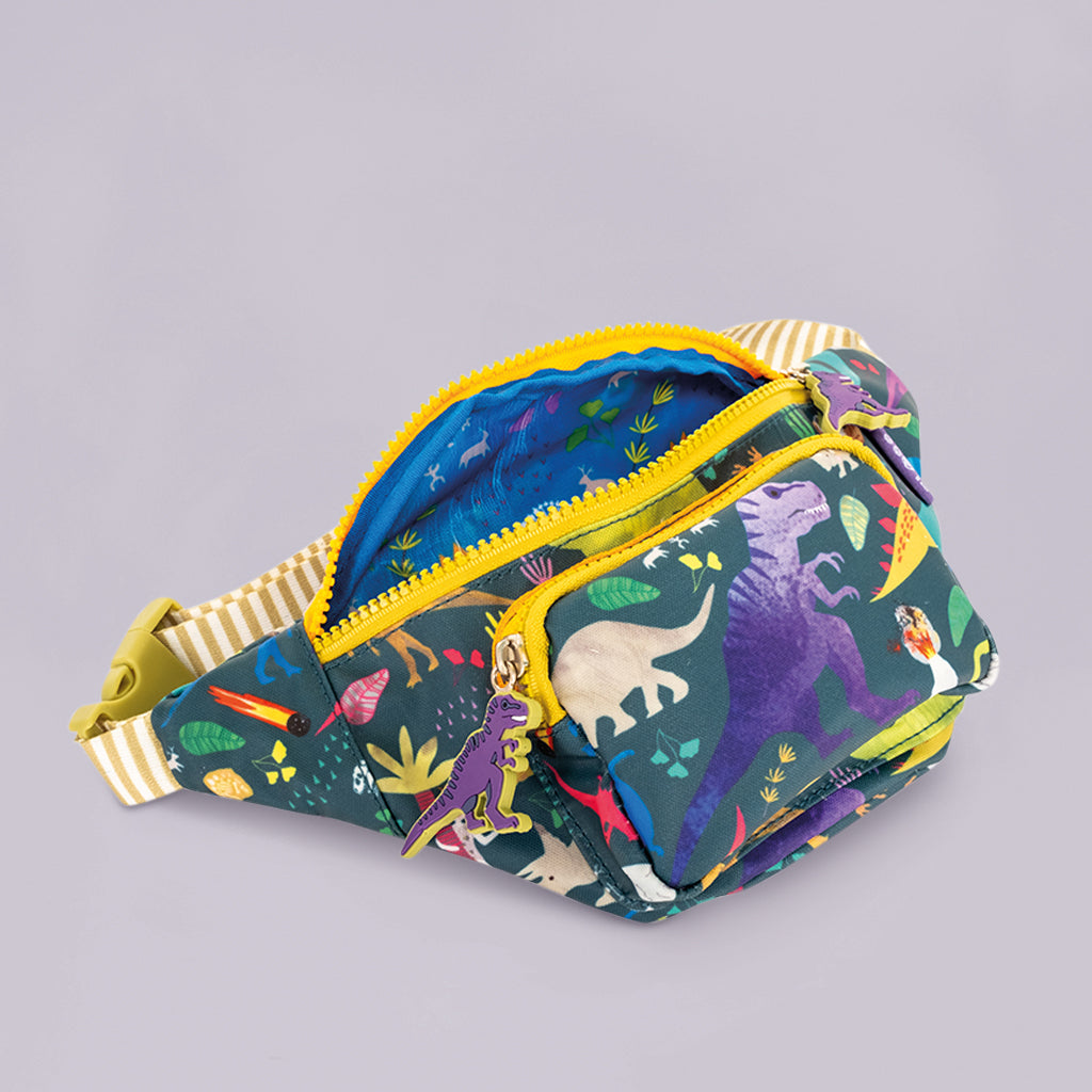 Floss & Rock Dinosaur Print Belt Bag - Stylish Waist Pack for Travel, Hiking & Everyday Use