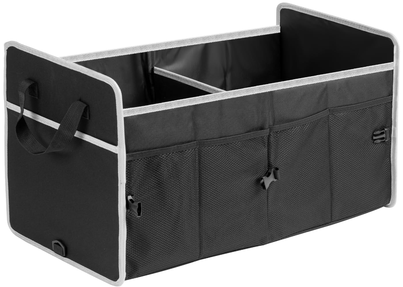 Collapsible Car Trunk Organizer - 75L Large Capacity SUV Storage with 2 Compartments (Black) | Perfect for Road Trips, Grocery Shopping & Sports Equipment Storage