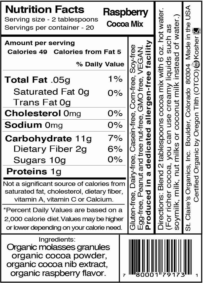 Organic Gourmet Hot Cocoa Mix - Raspberry Flavor (12oz Bag, 20 Servings) | Allergen-Free, Vegan, Non-GMO, Gluten-Free | Made in Allergen-Free Facility | Perfect for Winter Warmth, Holiday Gifts & Cozy Nights