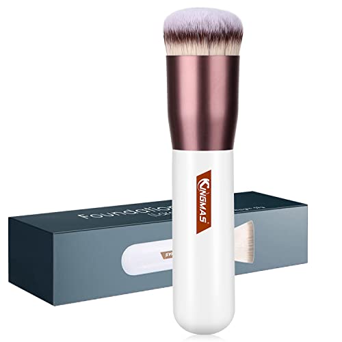 Premium Round Top Kabuki Foundation Brush - Soft White Makeup Brush for Liquid, Cream, Powder & Blush | Perfect for Buffing, Stippling & Blending | Ideal for Professional Makeup & Everyday Beauty Routine