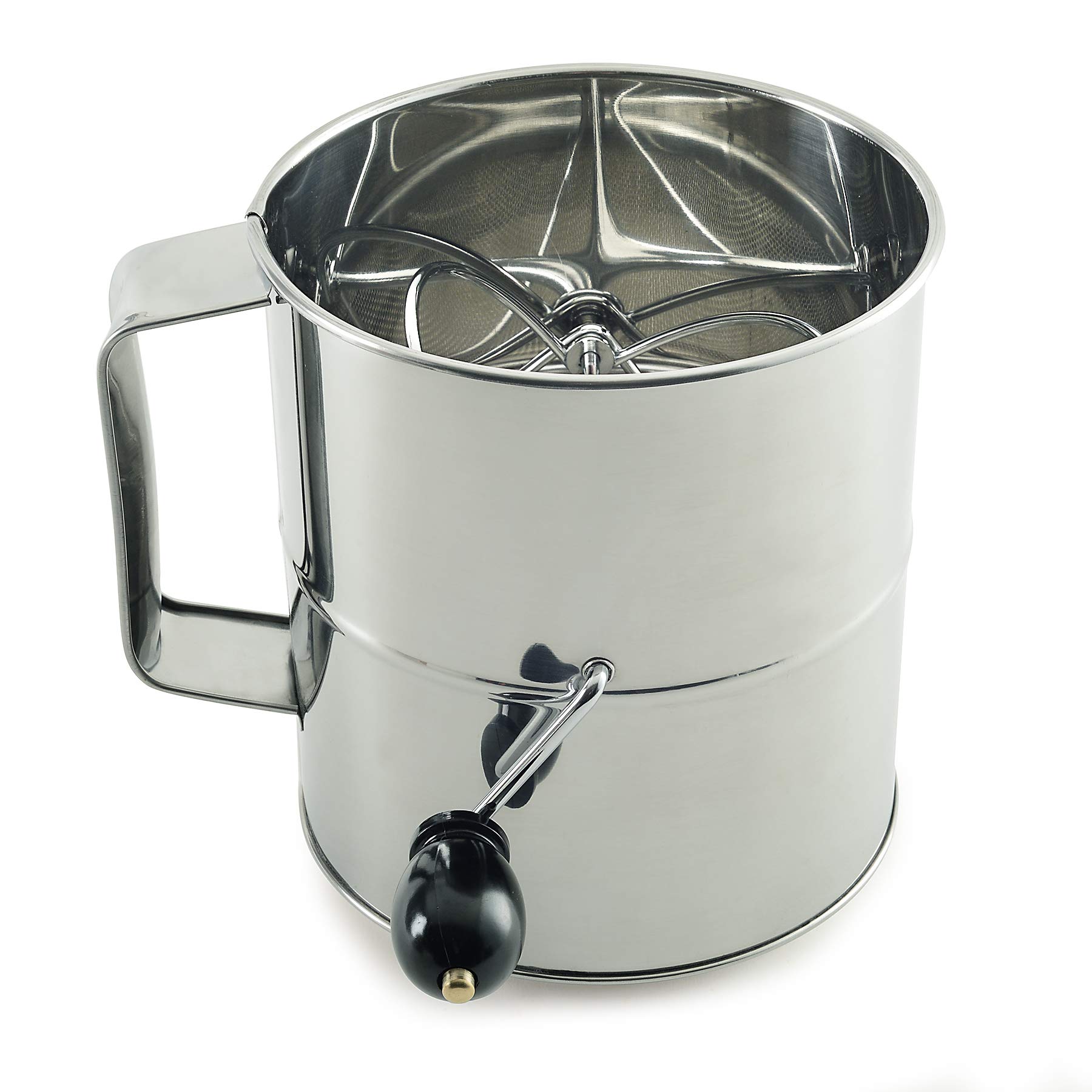 Norpro Stainless Steel Hand Crank Flour Sifter - Fine Mesh Baking Sieve for Cake, Cookie & Bread Making - Perfect Kitchen Tool for Bakers & Home Chefs