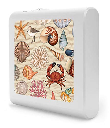 Dimmable LED Night Light with Auto On/Off Sensor, Adjustable Brightness & Warm White Light - Perfect for Bathroom, Hallway, Nursery, Bedroom - Beach Combing Design by Dan Morris - Ideal for Nighttime Safety & Comfort