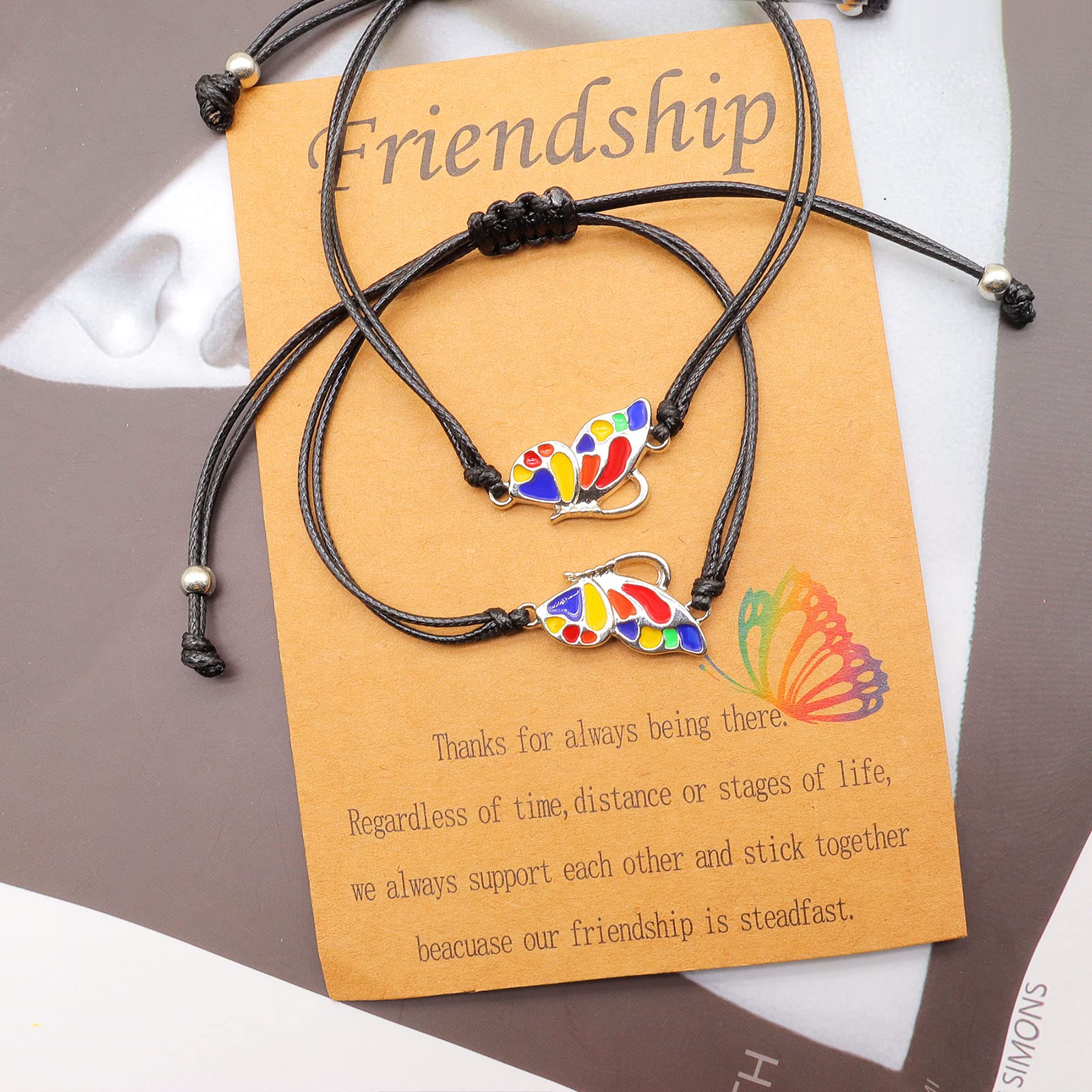 YOOESTORES82 Best Friends Butterfly Friendship Bracelets & Anklets Set, Long Distance BFF Matching Promise Bracelets for Women, Perfect Birthday Gifts for Besties, Ideal for Anniversaries, Graduations, and Everyday Wear