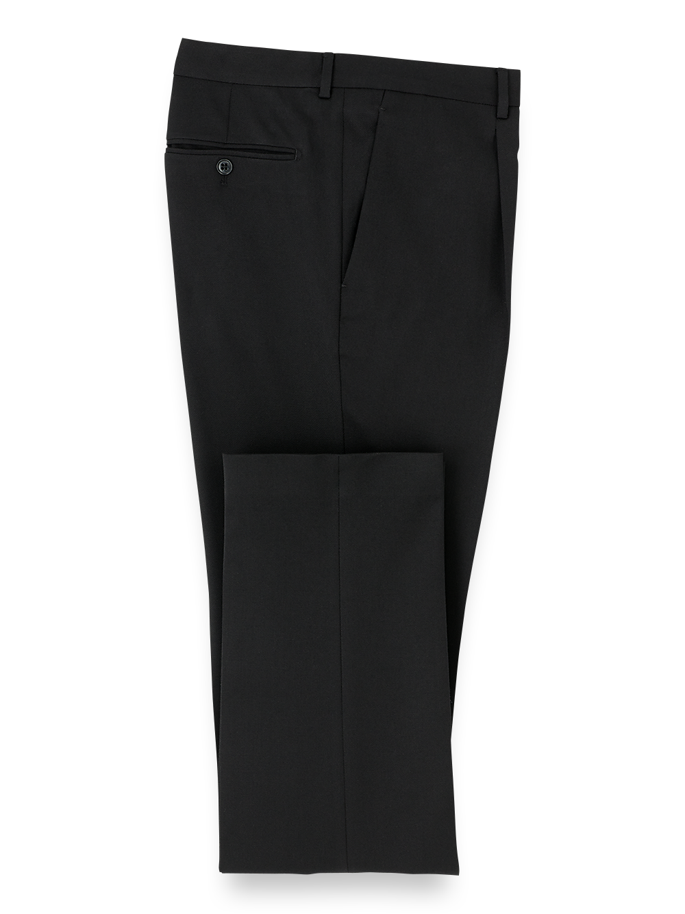 Premium Wool Single Pleated Dress Pants for Men - Classic Black Formal Trousers for Office, Business, and Special Occasions
