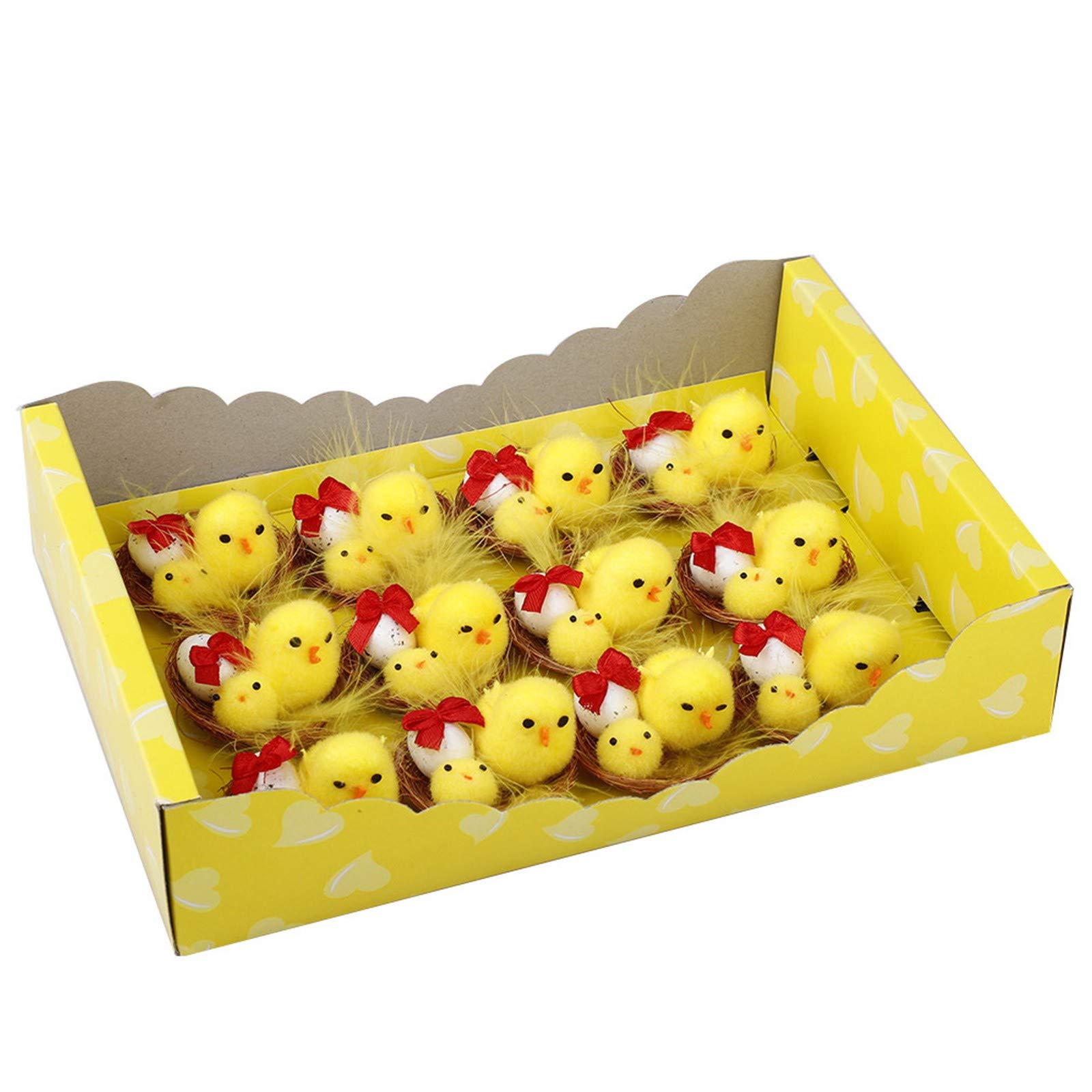 12-Piece Cute Easter Chick Decorations Set with Gift Box - Mini Easter Chicks for Home, Party & Easter Basket Fillers - Perfect Easter Gifts for Kids & Toddlers