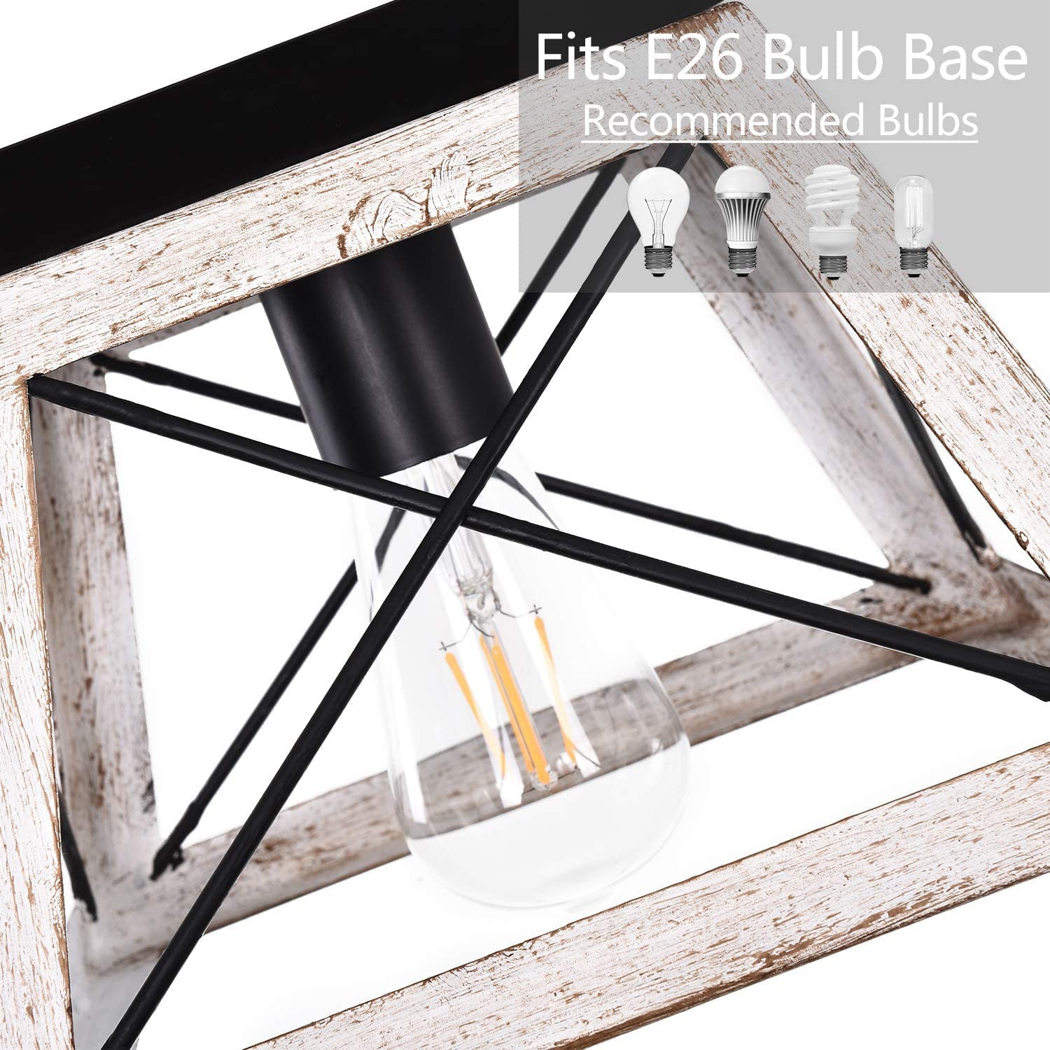 Luupyia Farmhouse Ceiling Light Fixture & Pendant Light - Vintage Rustic Industrial Style for Kitchen, Dining Room, Bedroom, Living Room, Porch - Easy to Install, Dimmable, Energy Efficient Lighting Solution