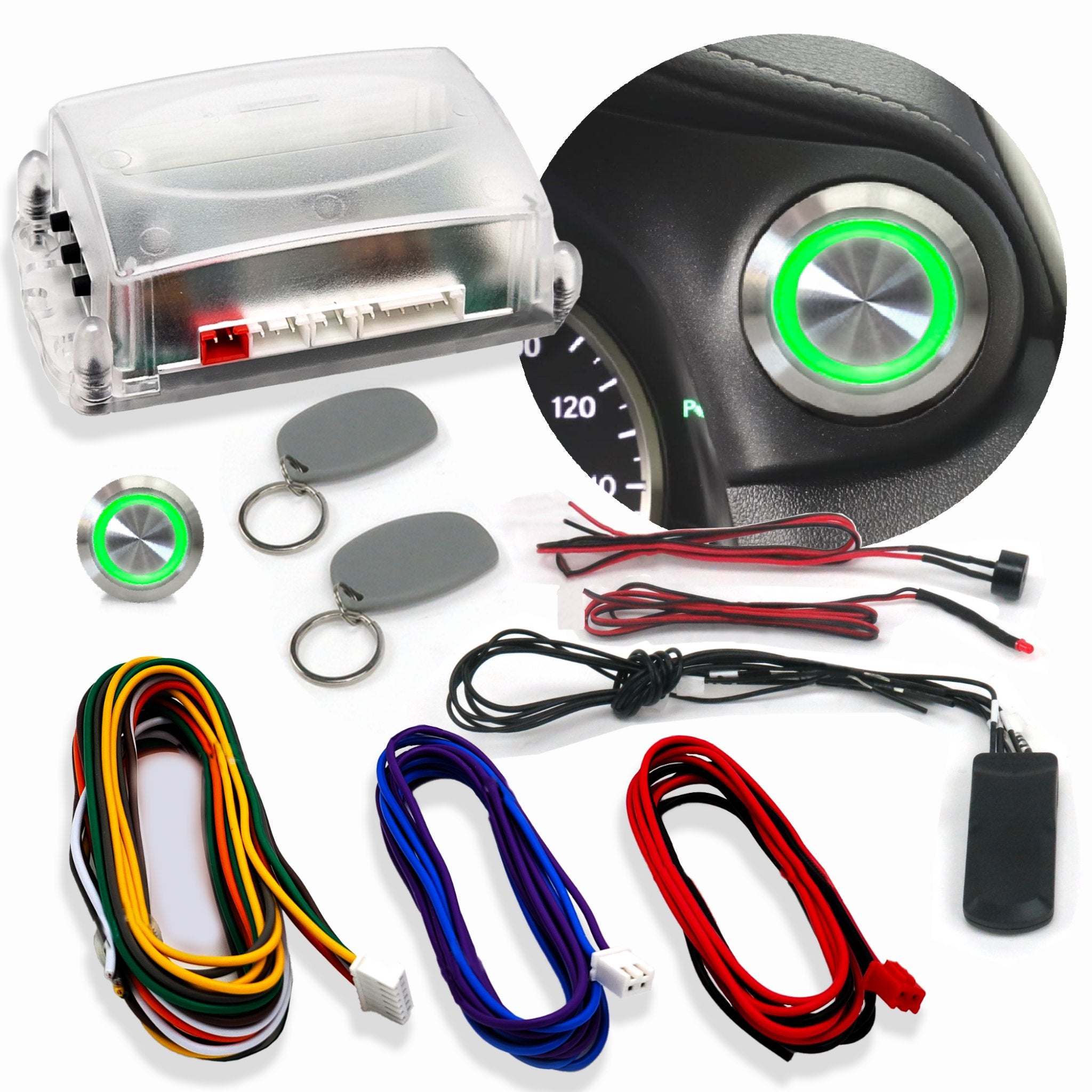 1901-1902 Isotta Fraschini Runabout Illuminated Billet Push Button Engine Ignition Start Kit - 12V RFID Security System | Classic Car Restoration & Vintage Auto Upgrade