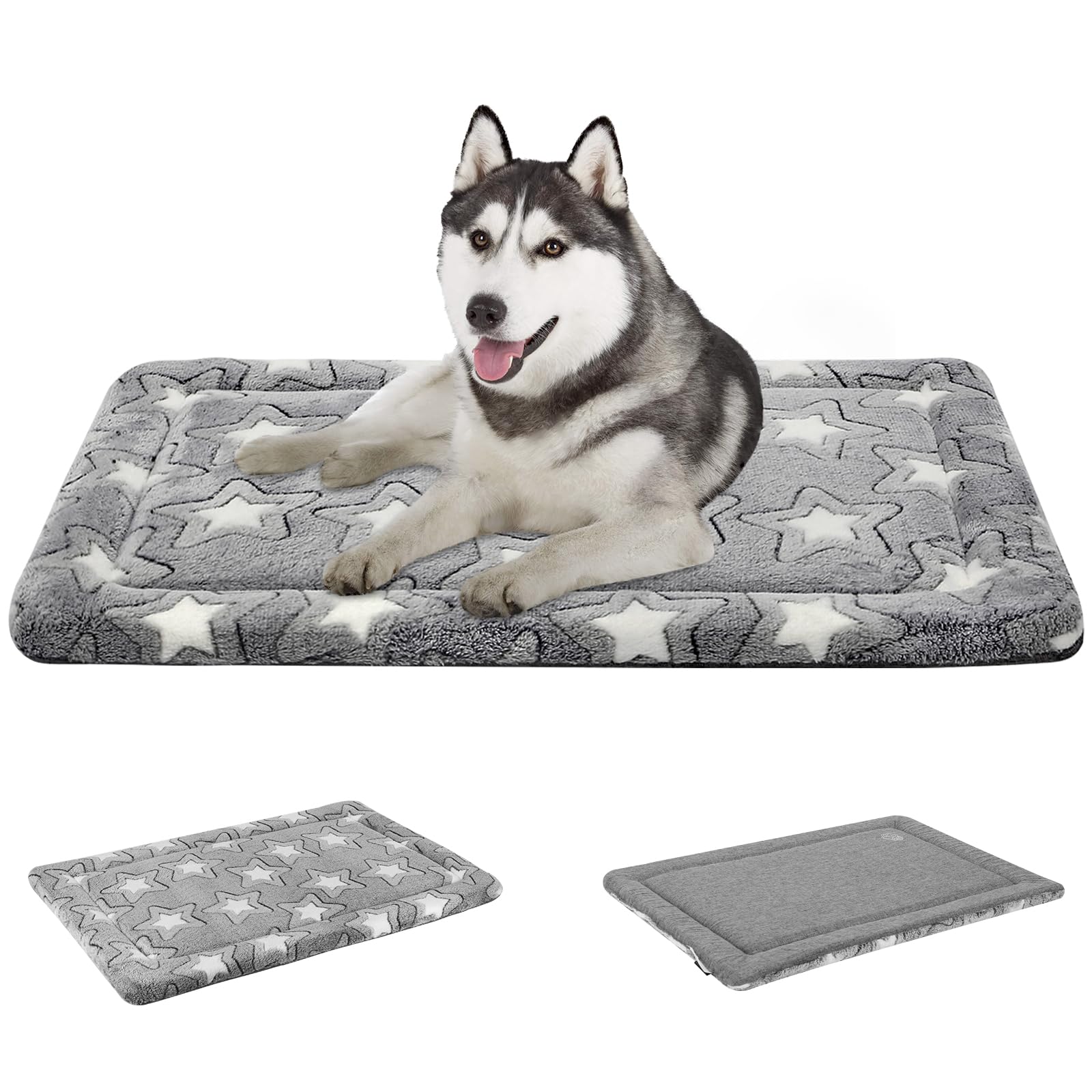 Reversible Dog Crate Mat - Cooling & Warming Kennel Pad for Large, Medium & Small Dogs | Machine Washable Pet Bed | Grey | Perfect for Crates, Carriers & Indoor Use