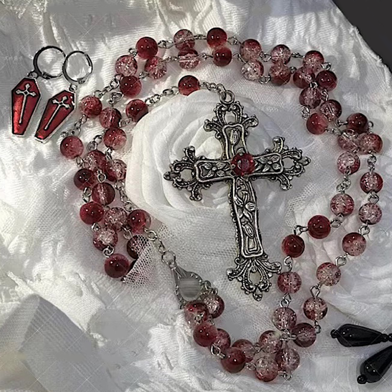 Gothic Dark Punk Cross Pendant Necklace for Women & Men - Stainless Steel Gothic Jewelry - Perfect for Halloween, Cosplay, and Alternative Fashion