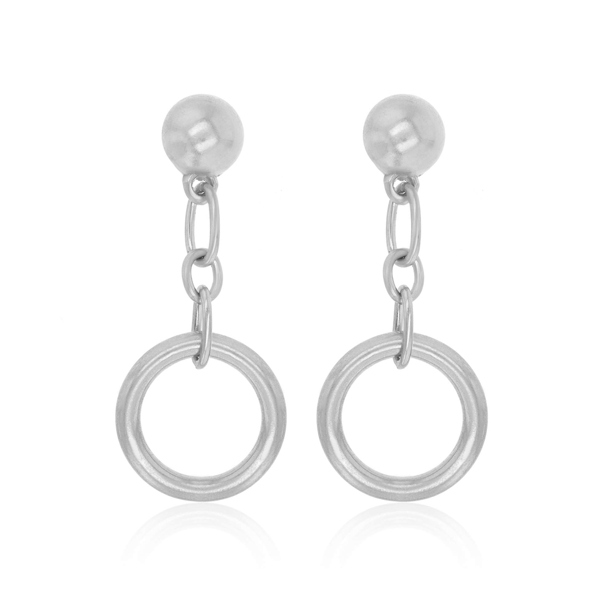 Pomina Gold & Silver Thick Link Chain Drop Earrings for Women - Circle Linear Dangle Lock Design - Perfect for Parties, Weddings & Everyday Fashion Accessories
