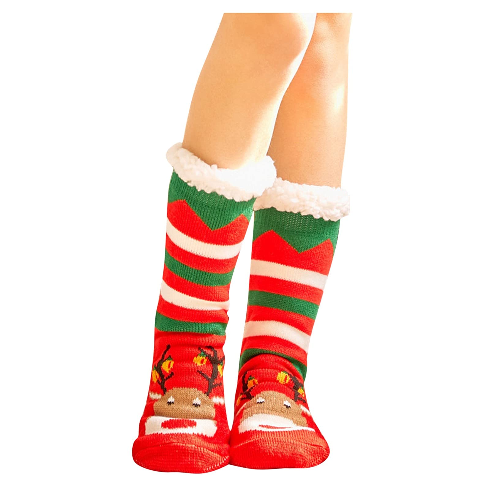 Women's & Men's Fleece-Lined Winter Slipper Socks - Ultra Soft Warm Fuzzy Gripper Socks for Indoor/Outdoor Use - Perfect for Cold Weather, Home, Office & Travel
