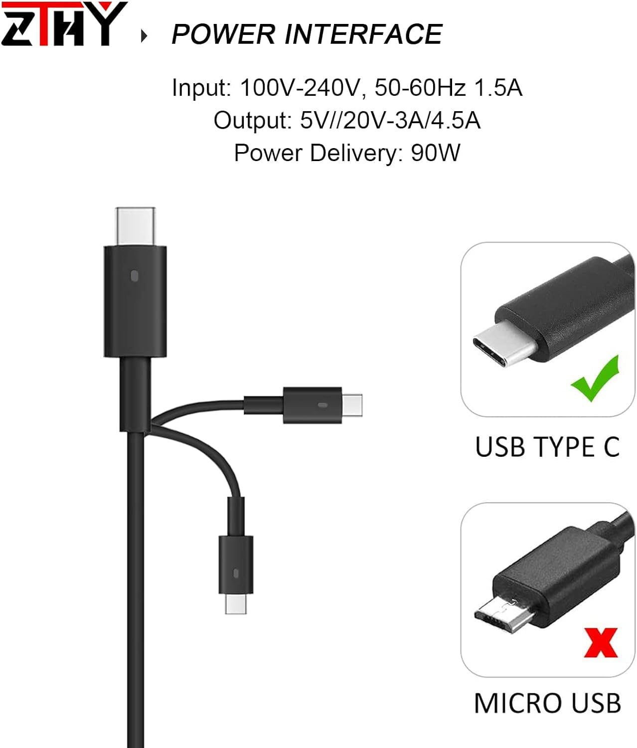 90W USB-C Laptop Charger for Dell XPS 13/15/17 & Latitude Series (5320-9510) | Fast Charging Power Adapter | Perfect for Home, Office & Travel Use