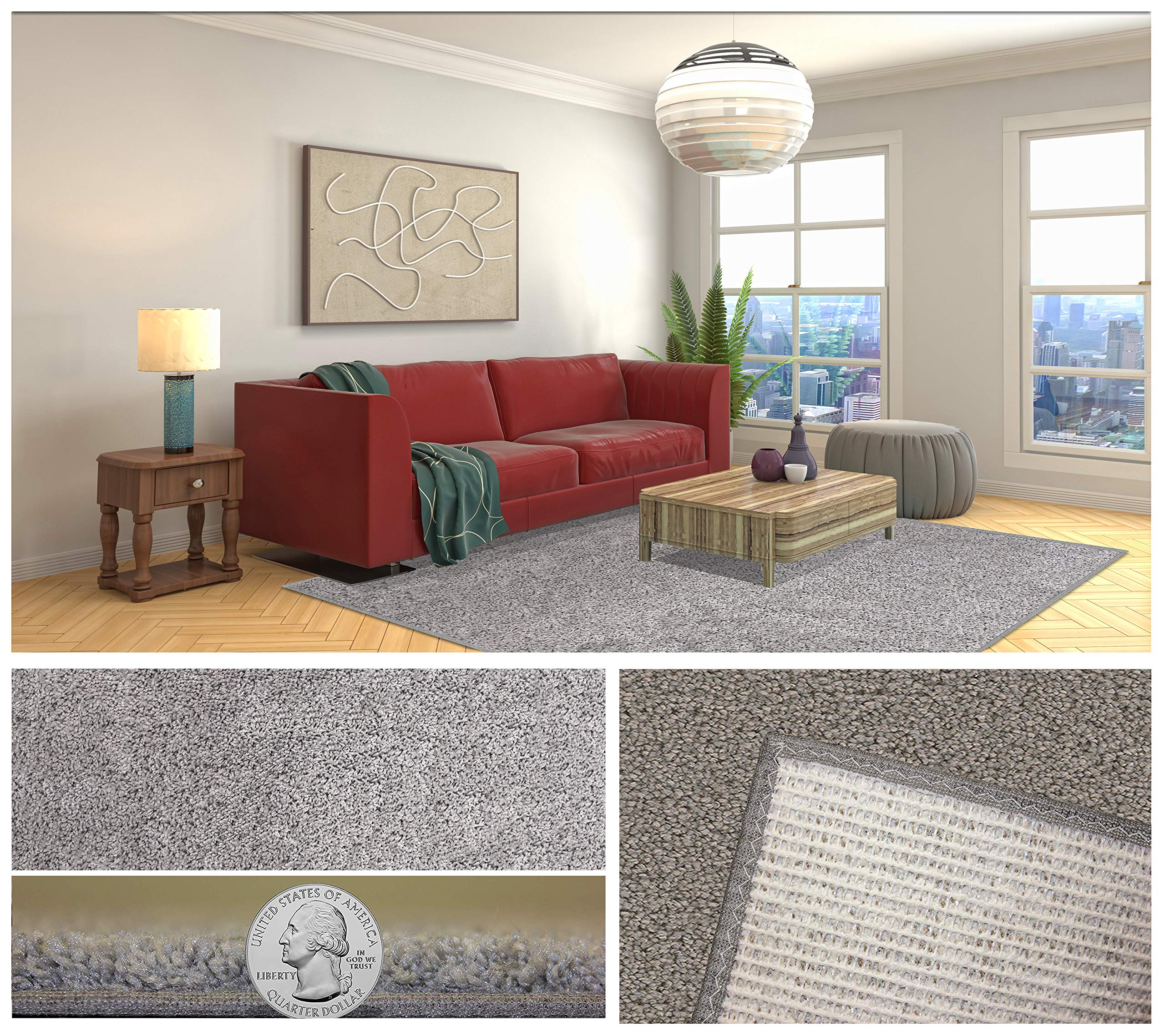 KOECKRITZ 25 oz Ultra Soft Grey Cloud Area Rug - Plush & Cozy Living Room Carpet - Multiple Sizes Available (12' x 14') - Perfect for Bedroom, Nursery & Home Decor
