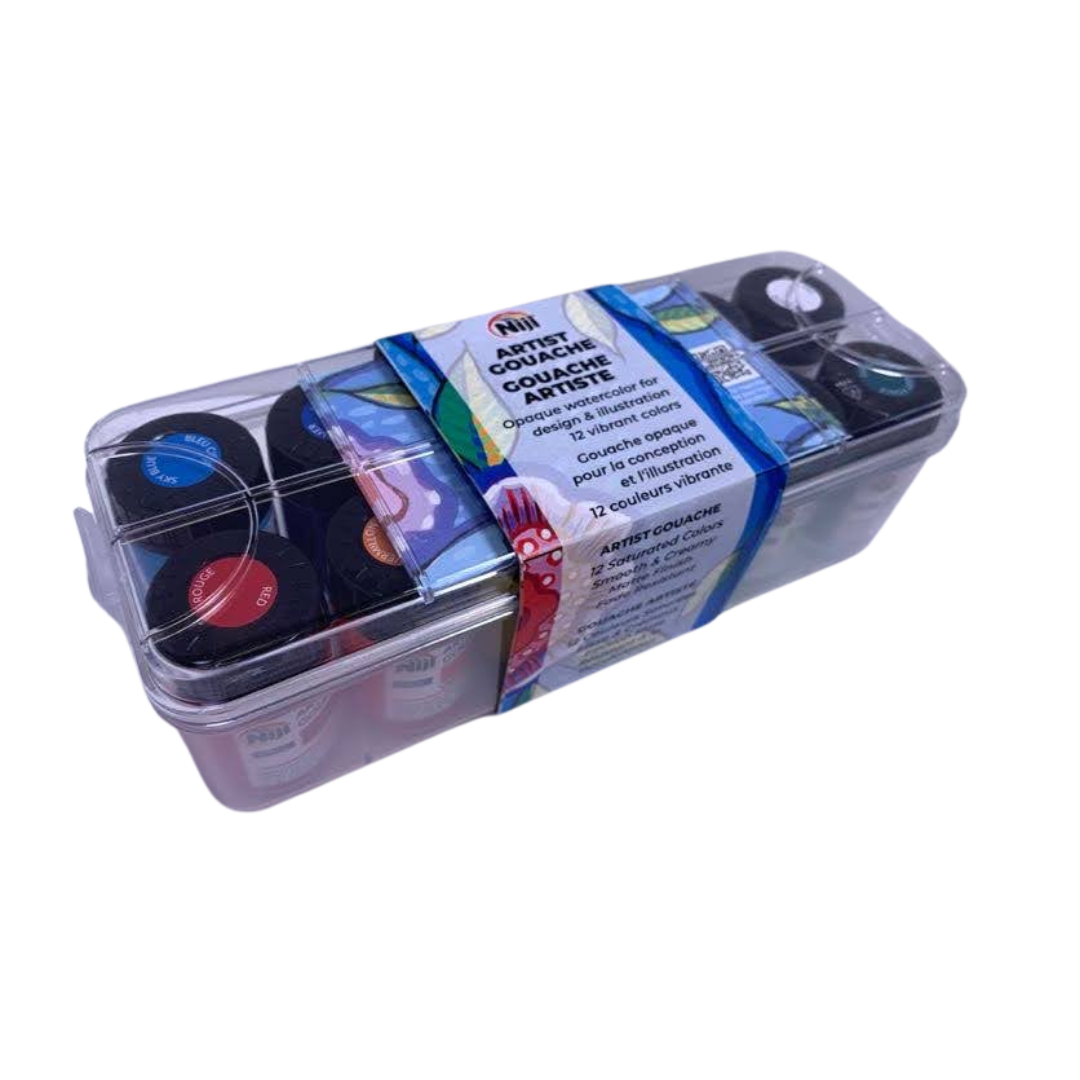 Niji Artist Gouache Paint Set (NAG12) - Premium Watercolor for Professional & Hobby Artists - Perfect for Illustration, Calligraphy & Mixed Media Art