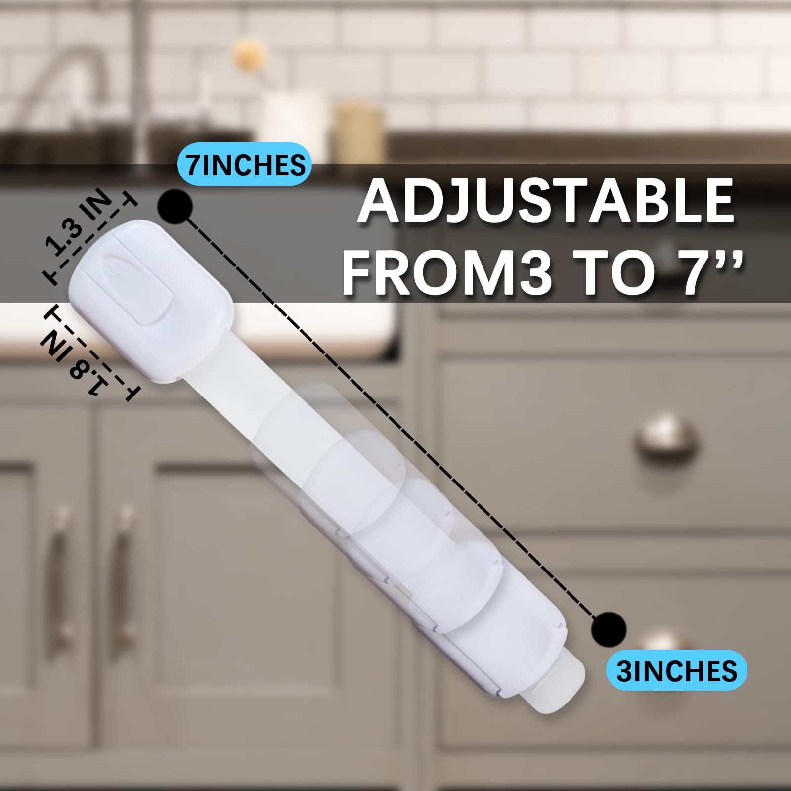Child Proof Safety Locks - 6 Pack Baby Cabinet Locks with Strong 3M Adhesive - No Drill Installation for Drawers, Fridge, Dishwasher, Toilet & More - Perfect for Baby Proofing Homes, Daycares & Nurseries (White)