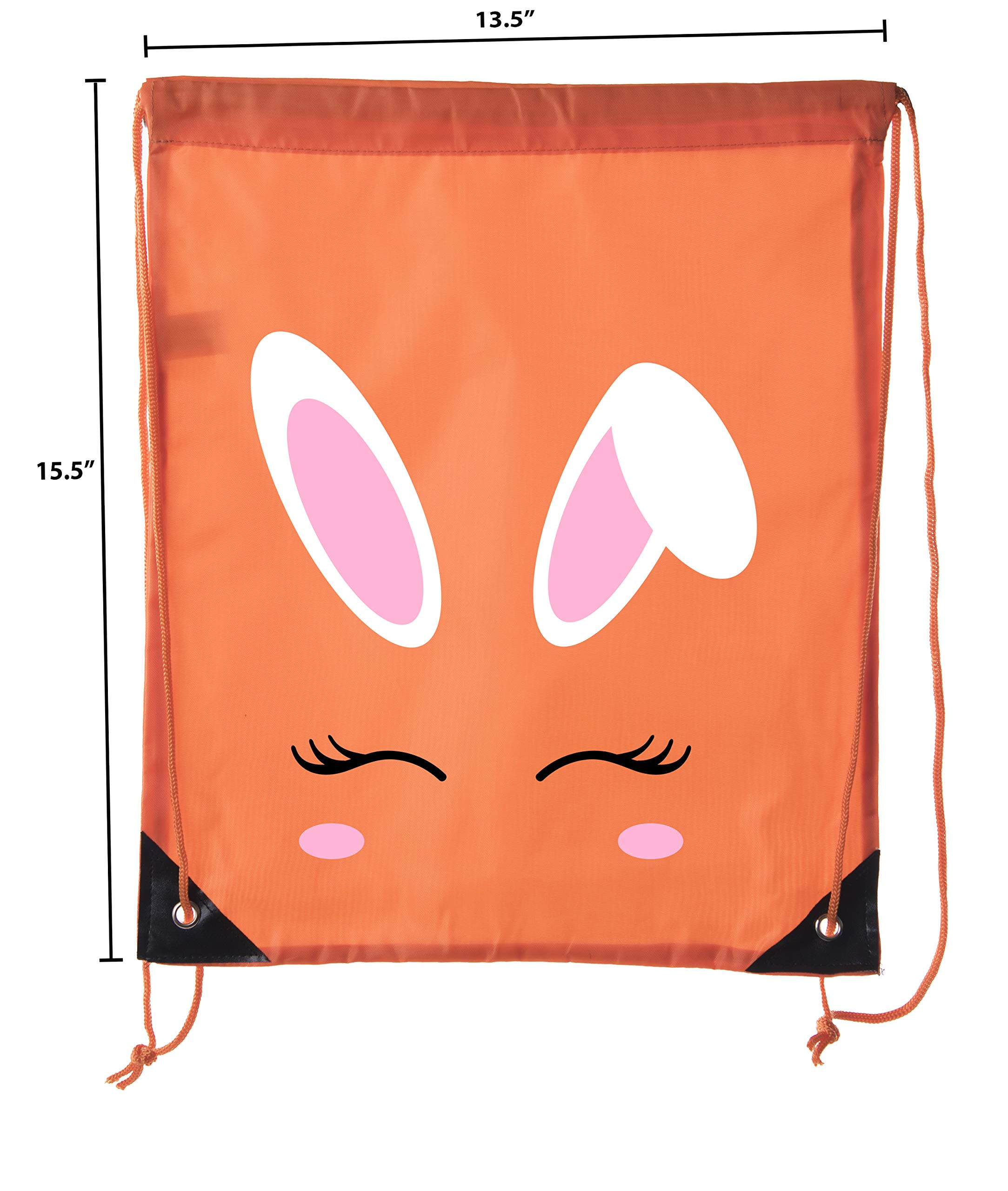 Easter Basket Bags with Bunny Face - Bulk Drawstring Backpacks for Easter Party Favors & Goodie Bags | Perfect for Easter Egg Hunts, Classroom Treats & Spring Celebrations