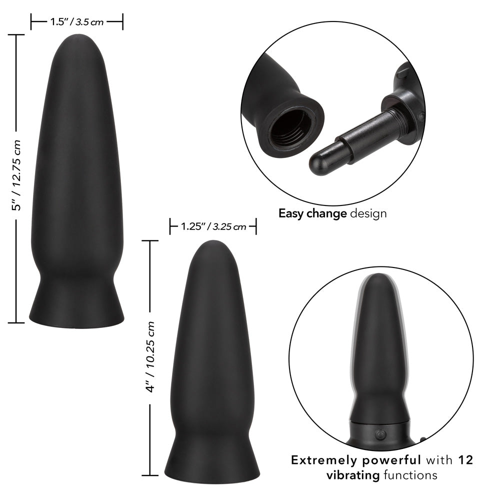Eclipse Interchangeable Vibrating Anal Plug Duo - Adjustable Silicone Butt Plug for Couples & Solo Play - Perfect for Sensual Massage & Intimate Exploration