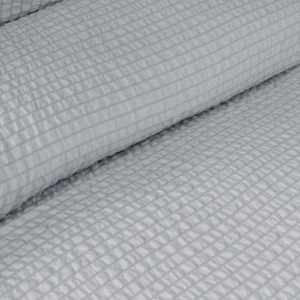 Ardor Ingrid Silver Seersucker Stripe Quilt Cover Set King Size - Luxury Bedding Set for Master Bedroom & Guest Room - Soft & Breathable Cotton Quilt Cover with Stripe Design