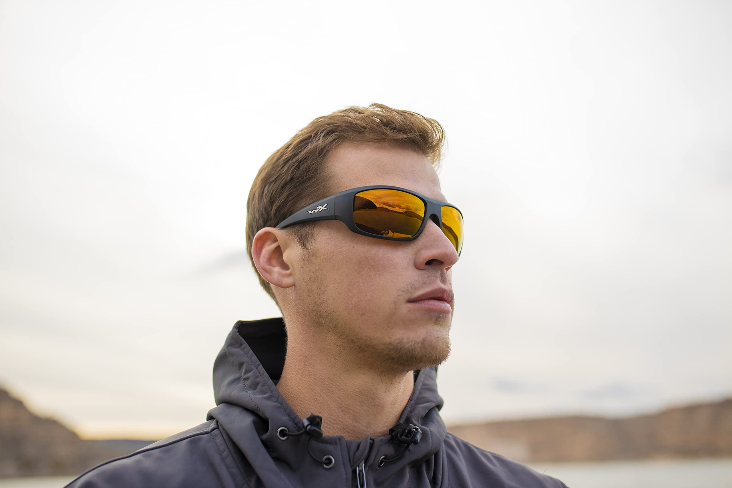 **Wiley X WX Omega Captivate Polarized Sunglasses – UV Protection Safety Glasses for Men & Women – Matte Black Frames with Bronze Mirror Lenses – Ideal for Shooting, Fishing, Biking & Extreme Sports**    *(Use Case: Perfect for outdoor activities, driving, and sports enthusiasts seeking durable, high-performance eyewear.)*