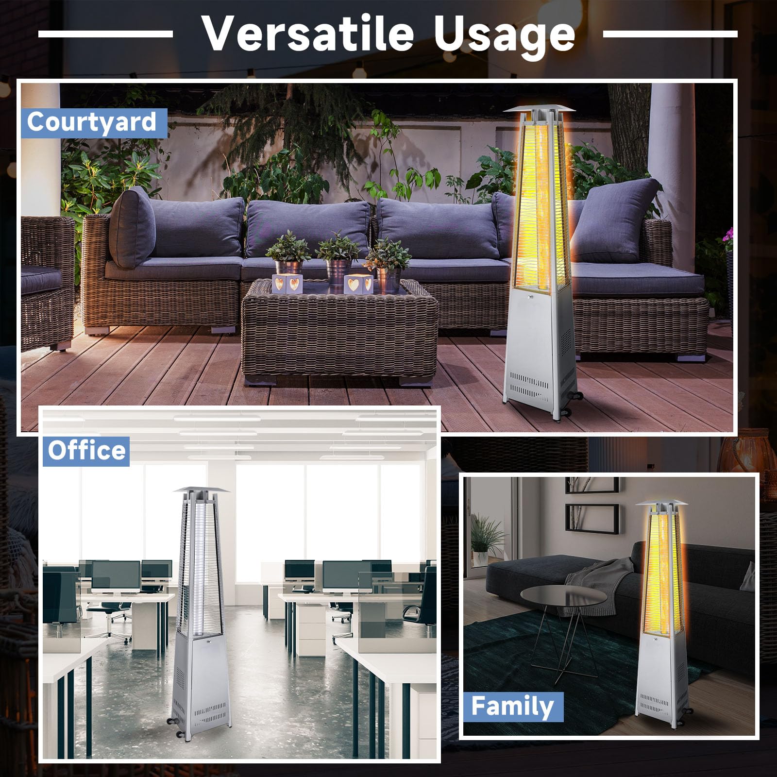 VIHOSE 49.5 x 4 Inch Quartz Glass Tube with Silicone Ring - Replacement Heating Tube for Outdoor Patio Heaters - Durable Clear Glass Accessory for Backyard, Deck & Garden Heating (1 Piece)