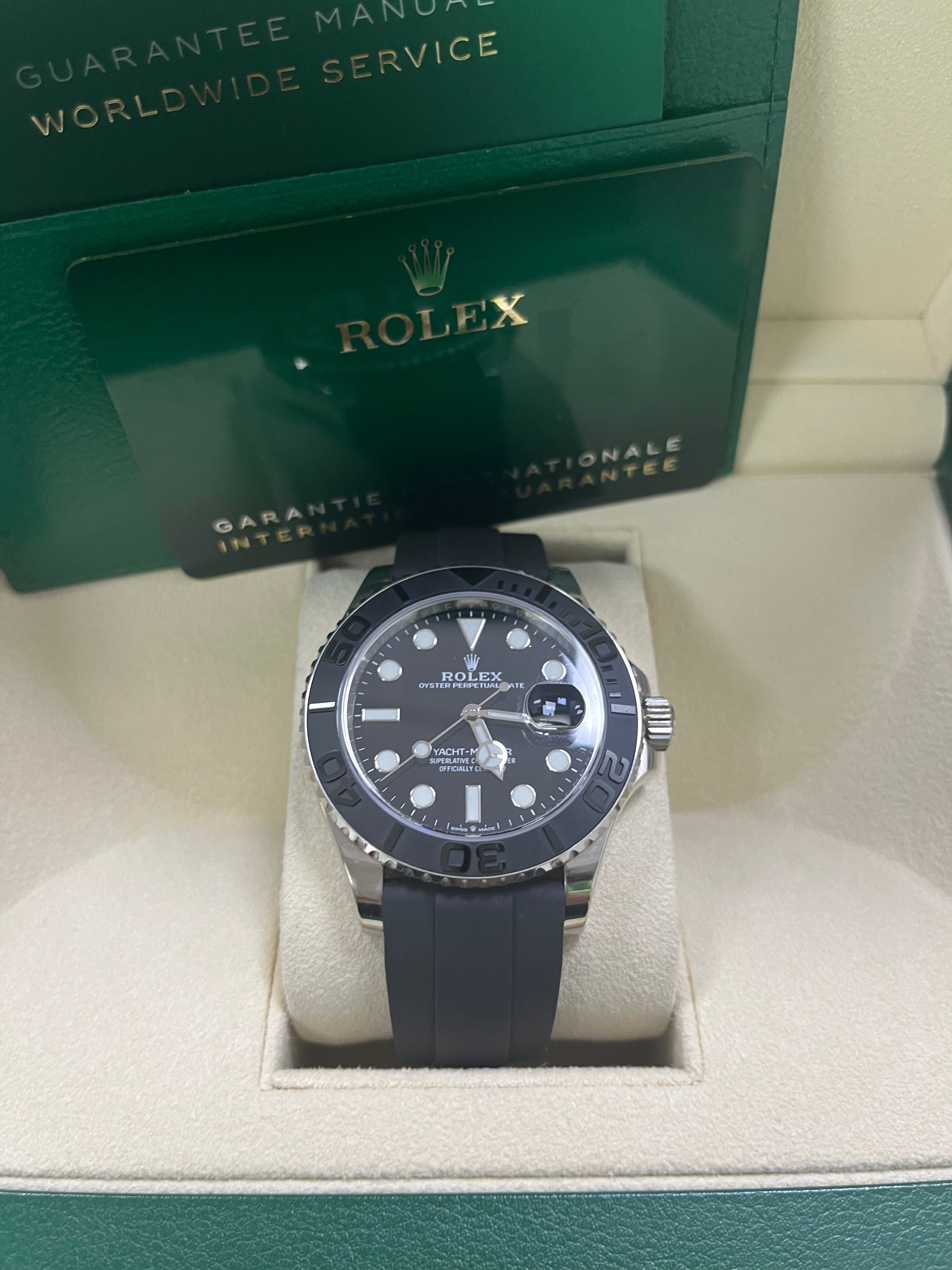Rolex Yacht-Master 42 White Gold Men's Watch with Black Dial & Oysterflex Bracelet - Ref. 226659 - Luxury Diving Timepiece for Sailing, Yachting & Formal Occasions