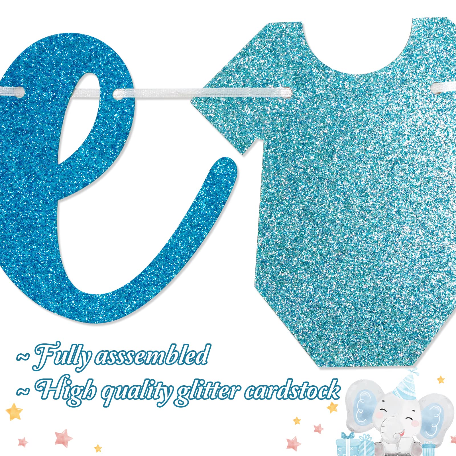 Welcome Baby Boy Banner - Pre-strung Blue Glitter Baby Shower Decorations for Newborn Celebrations | Perfect for Gender Reveal Parties, Nursery Decor & First Birthday