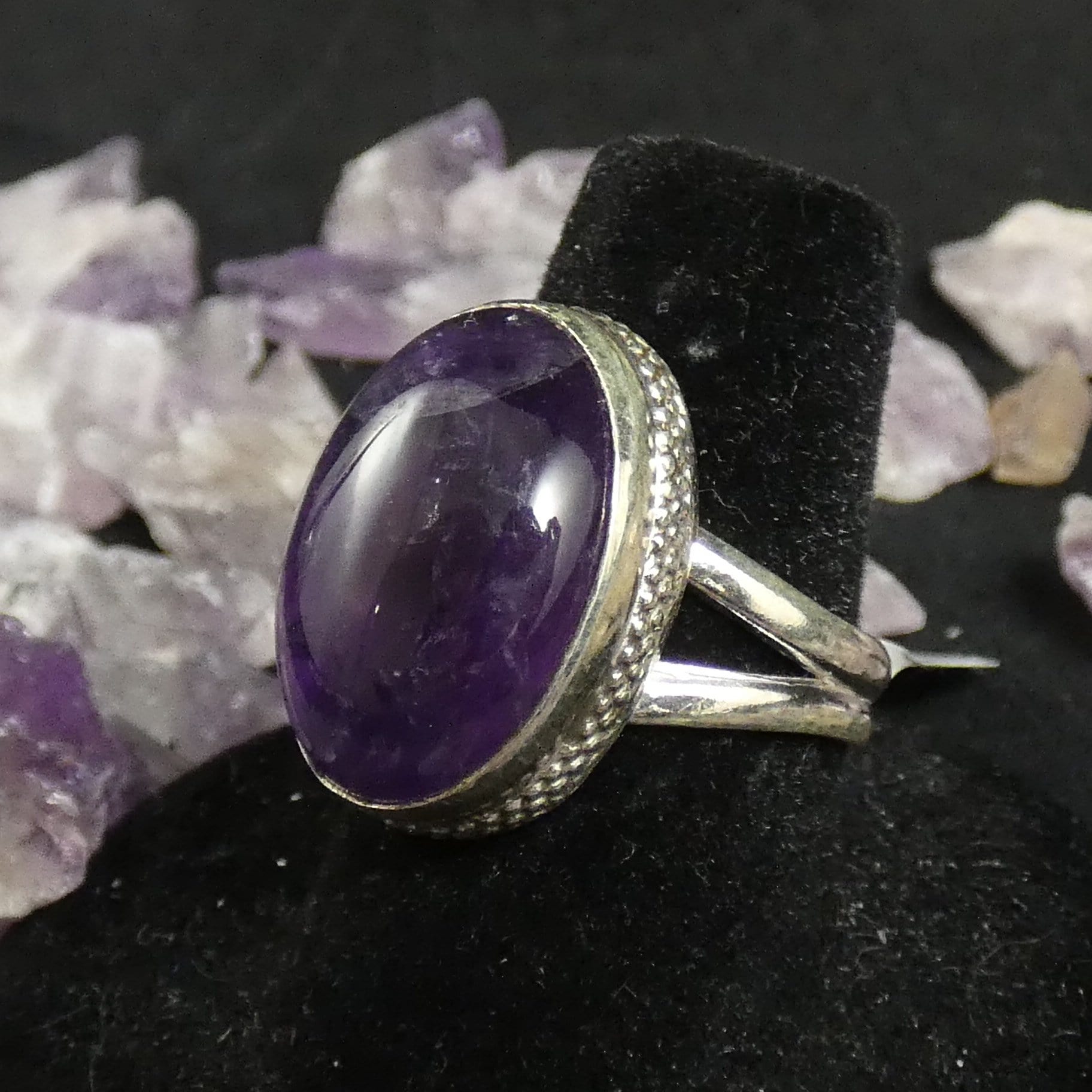 Natural Amethyst Sterling Silver Ring for Women - Size 8 | Elegant Purple Gemstone Jewelry for Everyday Wear, Gift Giving & Special Occasions