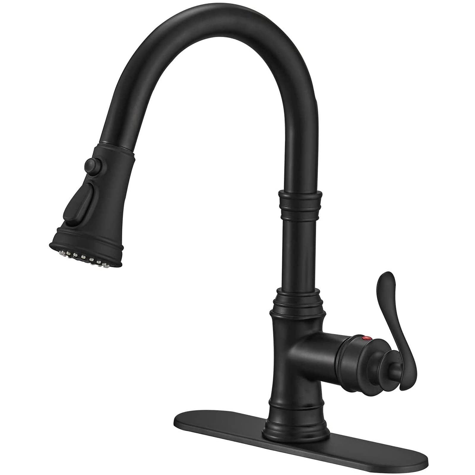 Matte Black Kitchen Faucet with Pull Down Sprayer - High Arc Single Handle for Sink & RV Use