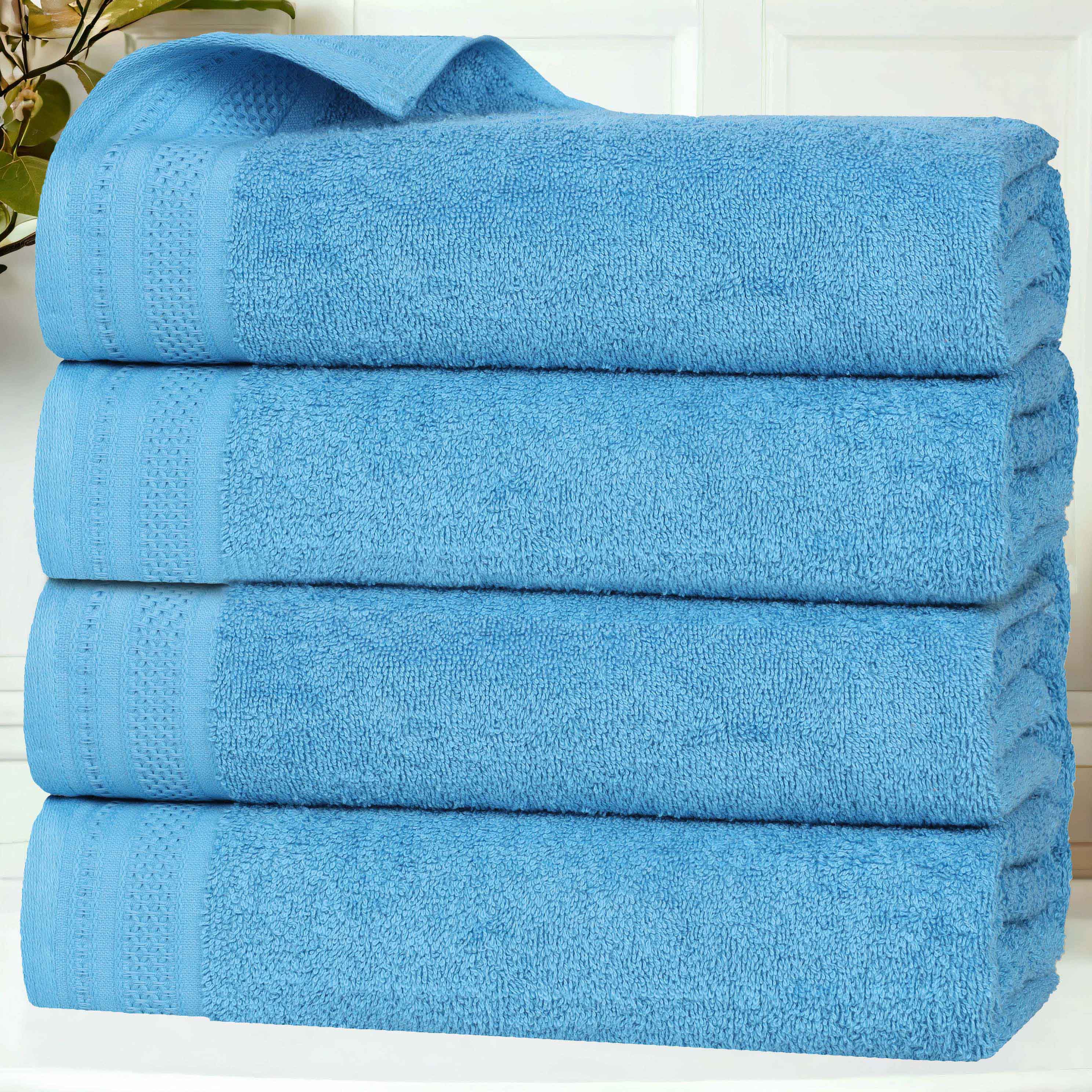 Premium Honeycomb Waffle Weave Cotton Bath Towels Set of 4 - Ultra Soft & Absorbent Luxury Bathroom Towels for Spa, Hotel, and Home Use