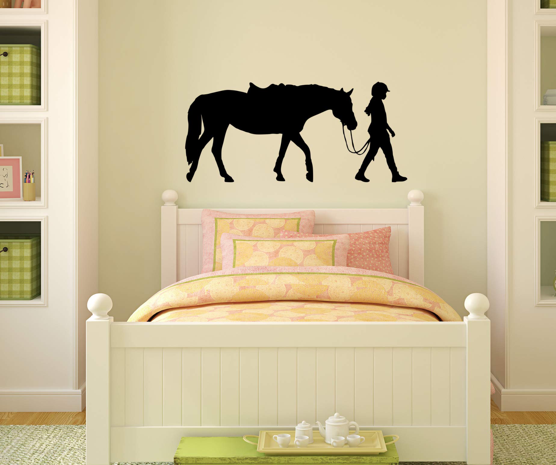 Western Horse Decal Sticker for Girls Bedroom, Teen Room & Dorm Wall Decor - Pony & Rider Nursery Art (13x28 inches) - Perfect for Western-Themed Rooms, Kids' Spaces & Cowboy Decor