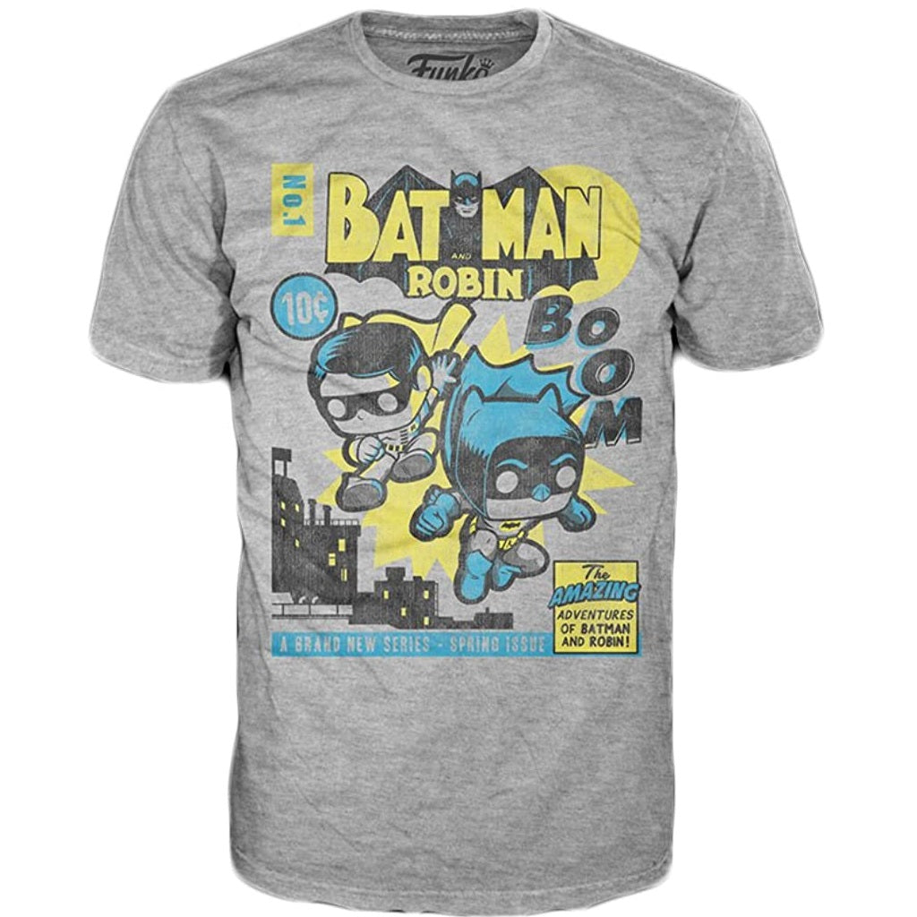DC Comics Batman and Robin Graphic T-Shirt - XXL Size for Men - Soft Cotton Pop Culture Tee - Perfect for Cosplay, Comic Con, and Superhero Fans