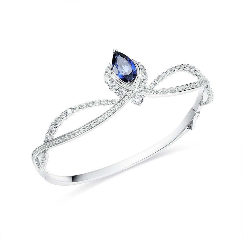Luxury Pear Shaped Sapphire Bangle Bracelet - Endless Blue Collection | Elegant Jewelry Gift for Women, Perfect for Weddings & Special Occasions