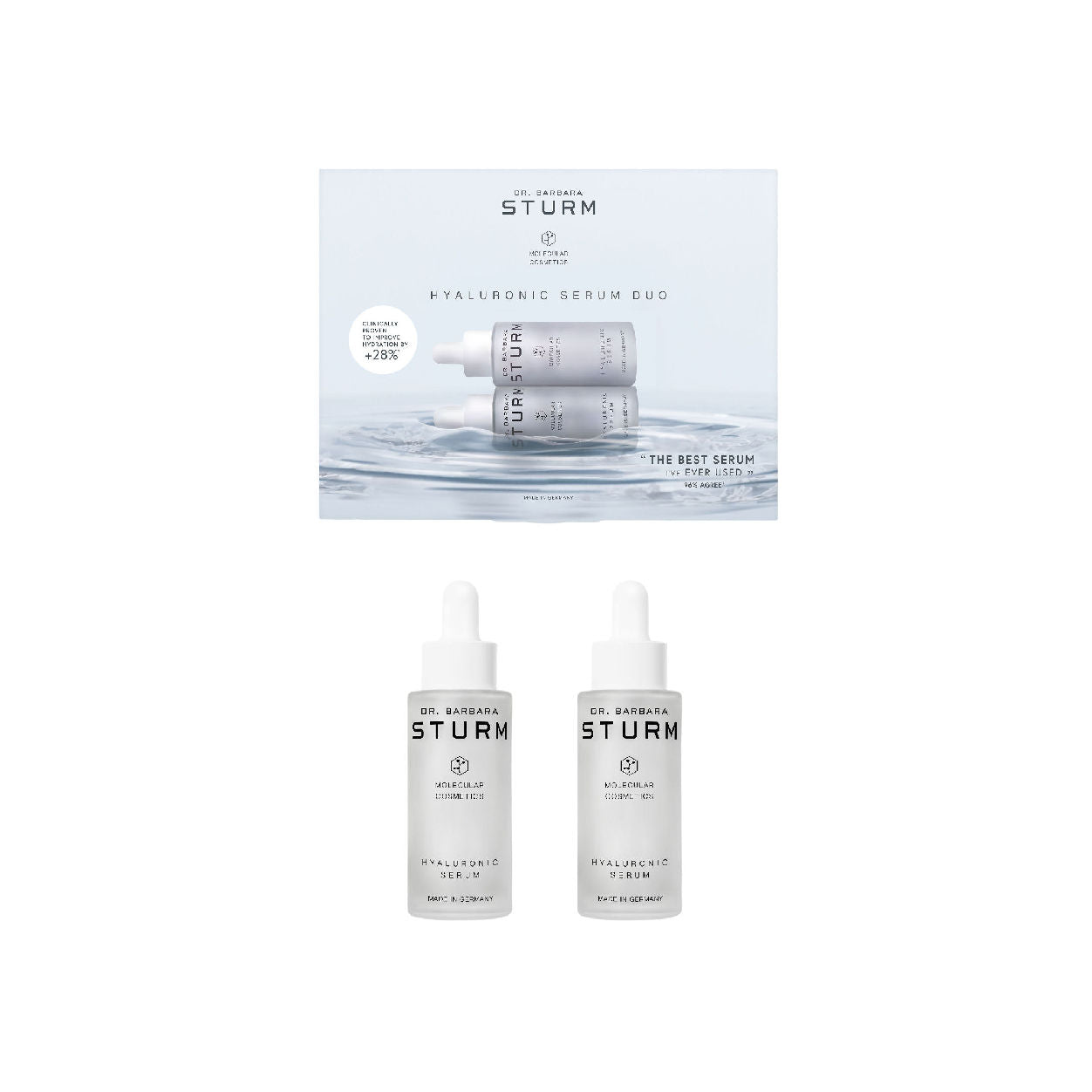 Hyaluronic Acid Serum & Moisturizer Duo Set for Hydrated, Glowing Skin - Anti-Aging Skincare Routine for Day & Night Use
