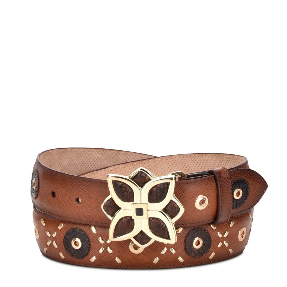 CD971PI Cuadra Whiskey Fashion Paris Texas Genuine Leather Belt for Women - Perfect for Casual Outfits, Office Wear & Special Occasions