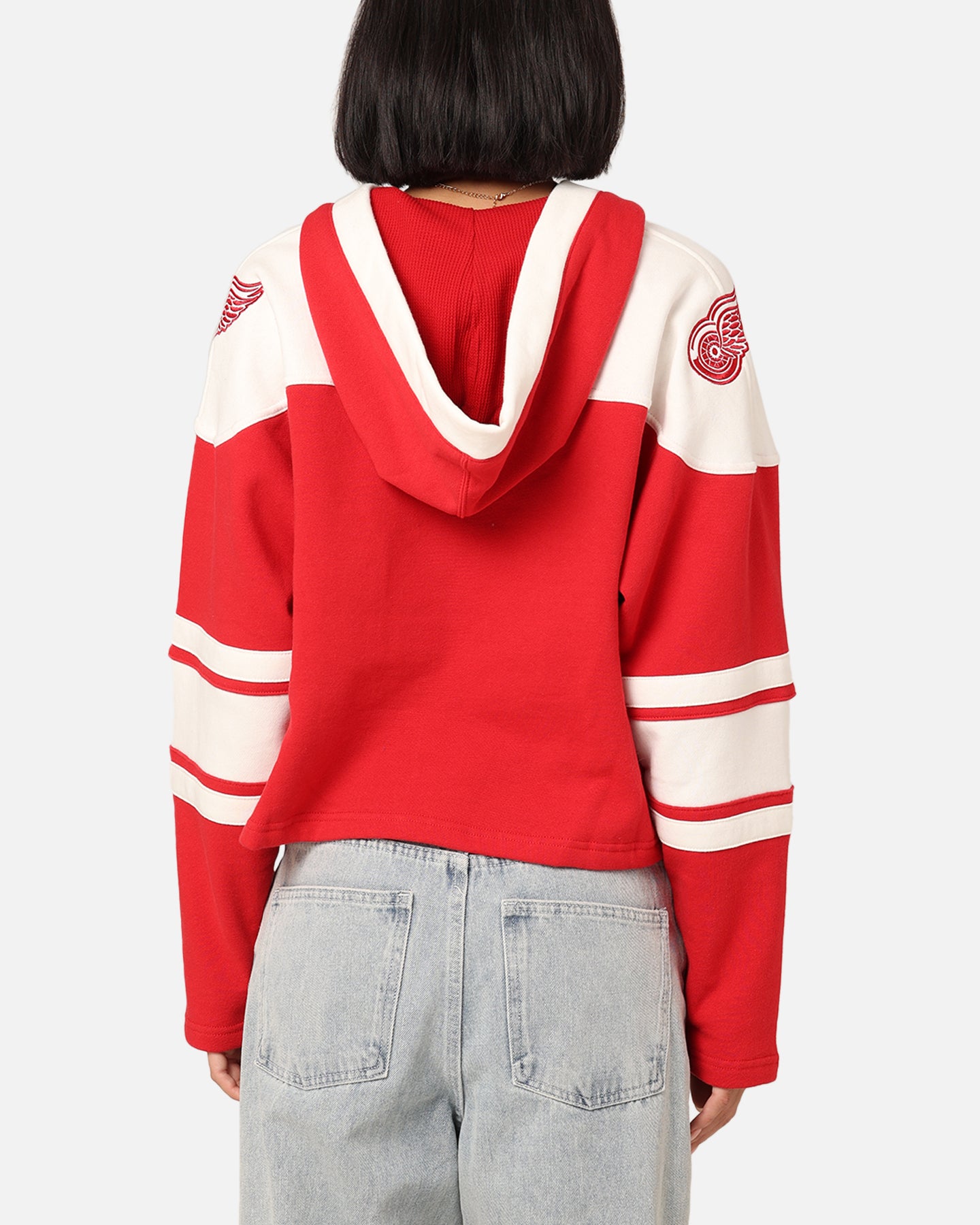 47 Brand Women's Detroit Red Wings Cropped Lace-Up Hoodie - Red | NHL Fan Apparel for Women | Perfect for Game Day & Casual Wear