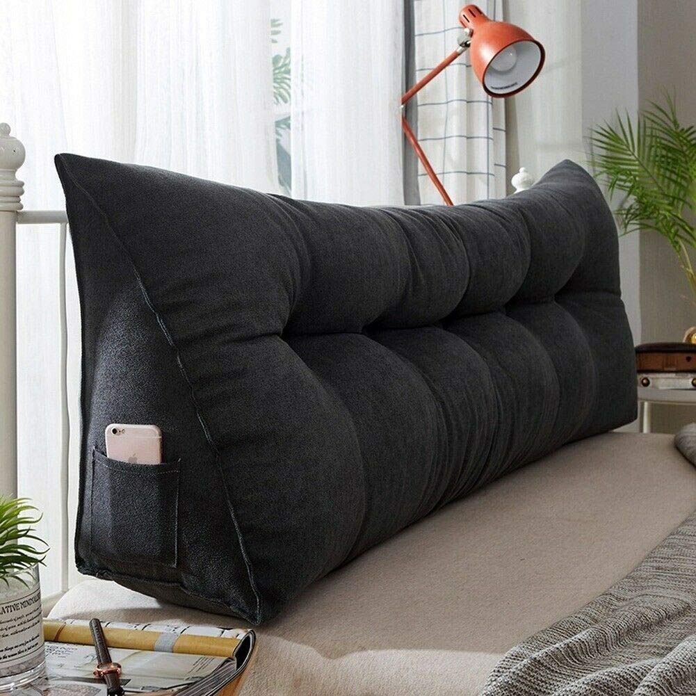 Orthopedic Triangular Wedge Cushion - Adjustable Bed Backrest & Lumbar Support Pillow with Removable Velvet Cover (Dark Grey, King Size 180cm) - Perfect for Reading in Bed, Office Chair Support & Daybed Comfort