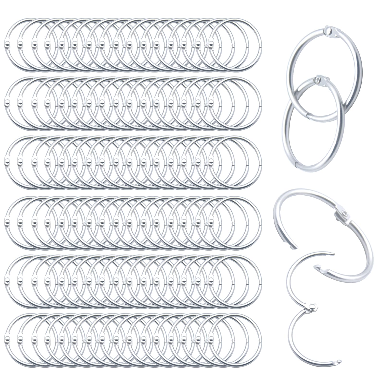 Metal Loose Leaf Binder Rings - 1 Inch Book Rings for Paper, Index Cards & Keys - Durable Office & School Supplies - Perfect for Organizing Documents, Notebooks, and Keychains at Home, Office or Classroom