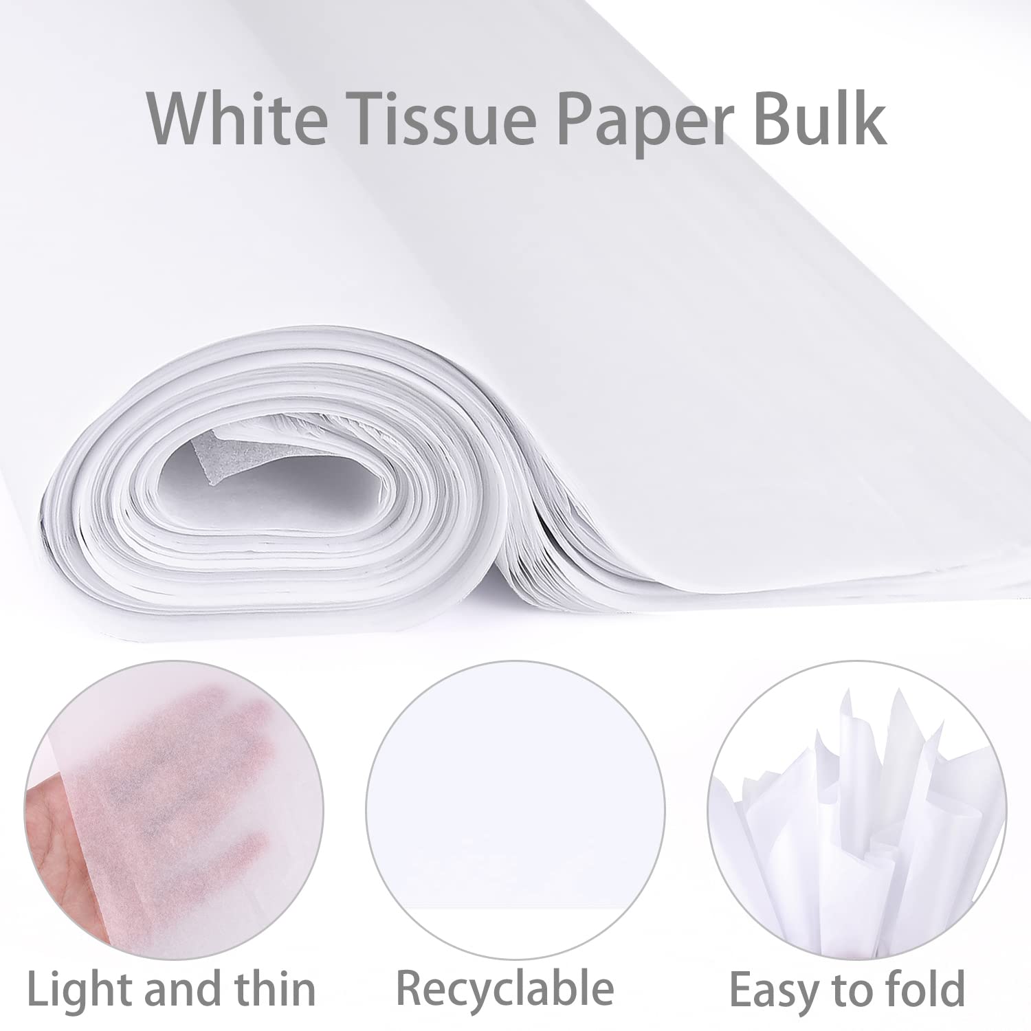 Premium White Tissue Paper Bulk Pack - 80 Sheets (14x20 Inch) for Gift Wrapping, DIY Crafts, Party Decorations | Perfect for Birthday, Graduation, Wedding Favors & Gift Bag Filler