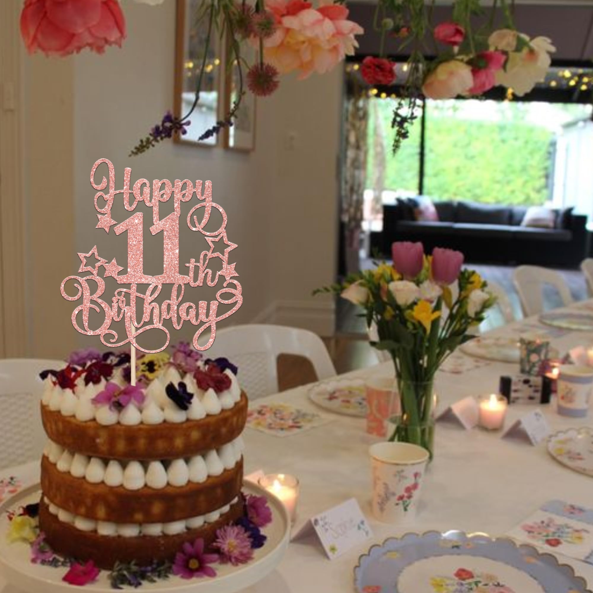 11th Birthday Cake Topper - Glitter 'Cheers to 11 Years' Cake Decoration for Happy 11th Birthday Party Supplies (Rose Gold) | Perfect for Birthday Cakes, Cupcakes, and Anniversary Celebrations