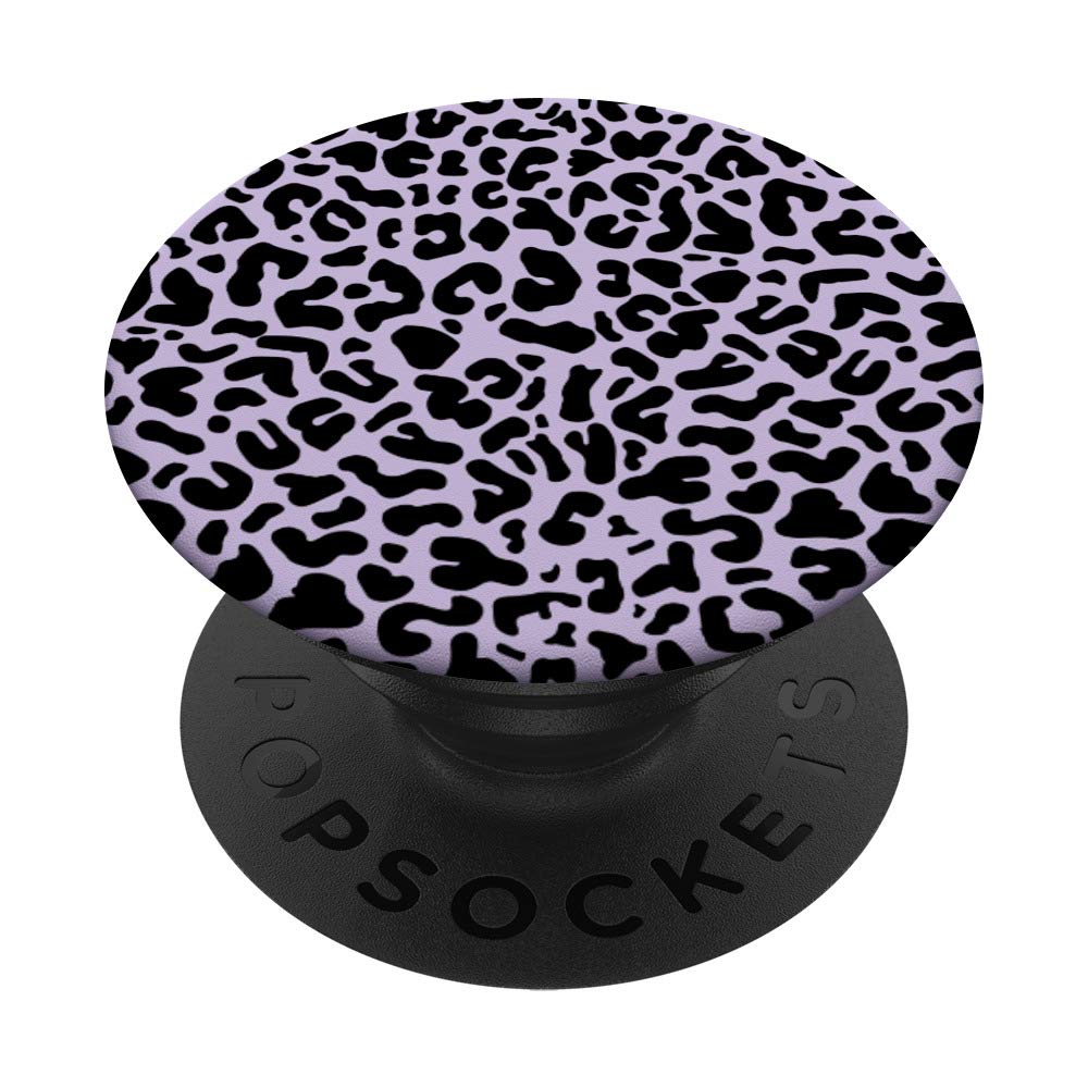 Lavender Black Leopard Print Cheetah Animal Pattern PopSockets PopGrip - Swappable Phone Grip for iPhone, Samsung & Tablets | Perfect for Selfies, Video Calls & Secure Phone Handling