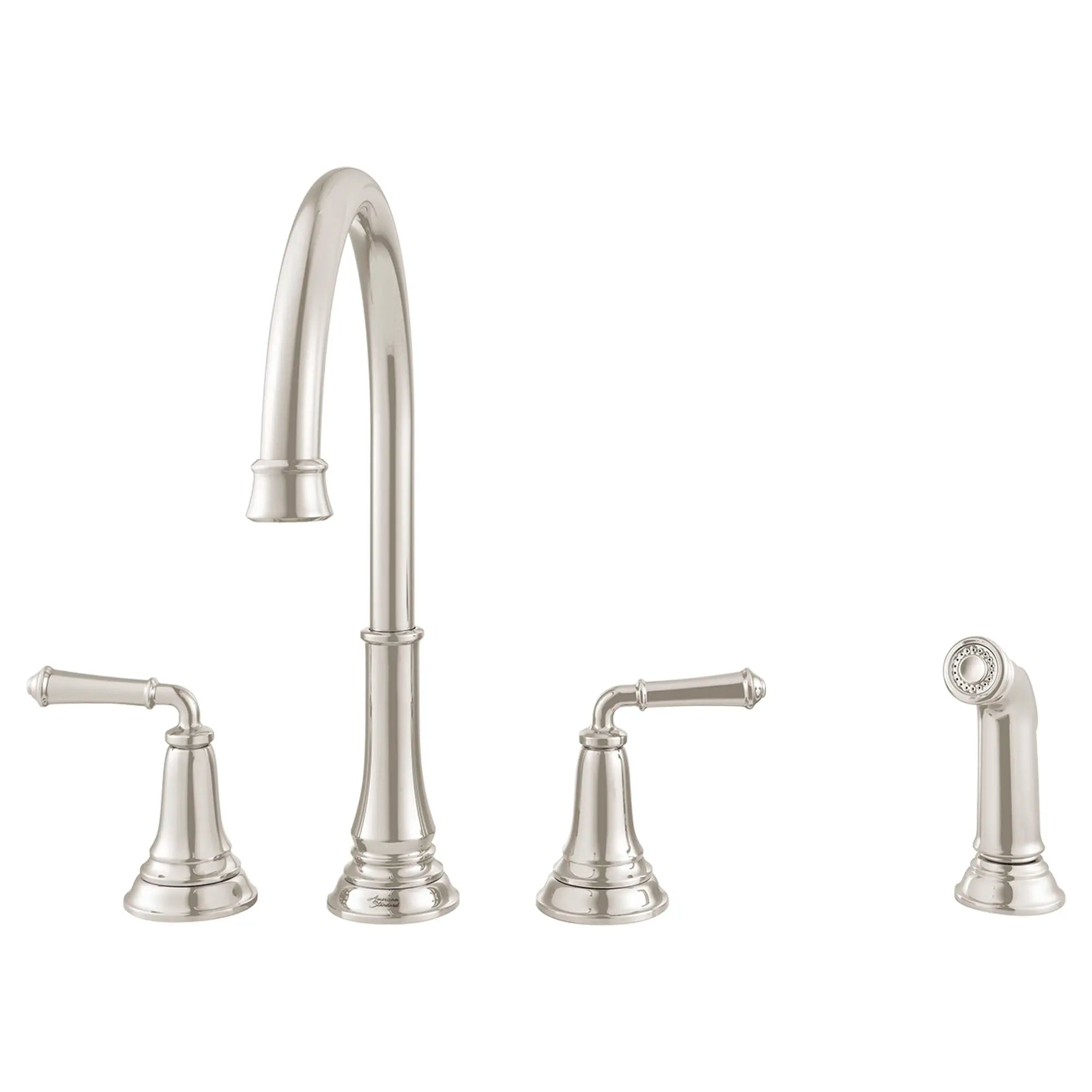 Delancey® 2-Handle Widespread Kitchen Faucet with Side Spray - 1.5 GPM/5.7 LPM - Brushed Nickel Finish - Perfect for Modern Kitchens & Easy Dishwashing