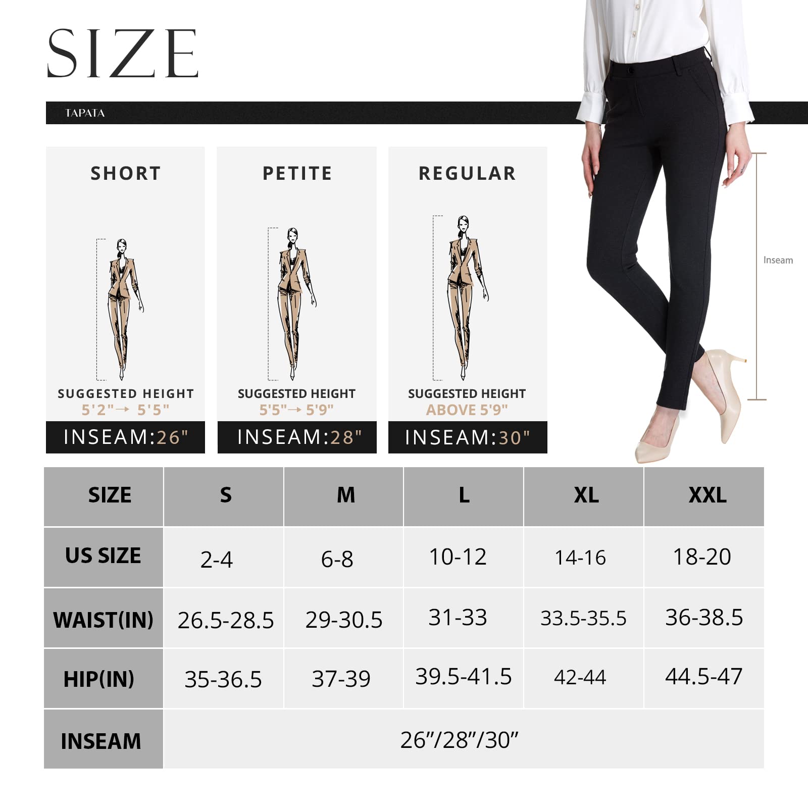 Tapata Women's Skinny Dress Pants 26