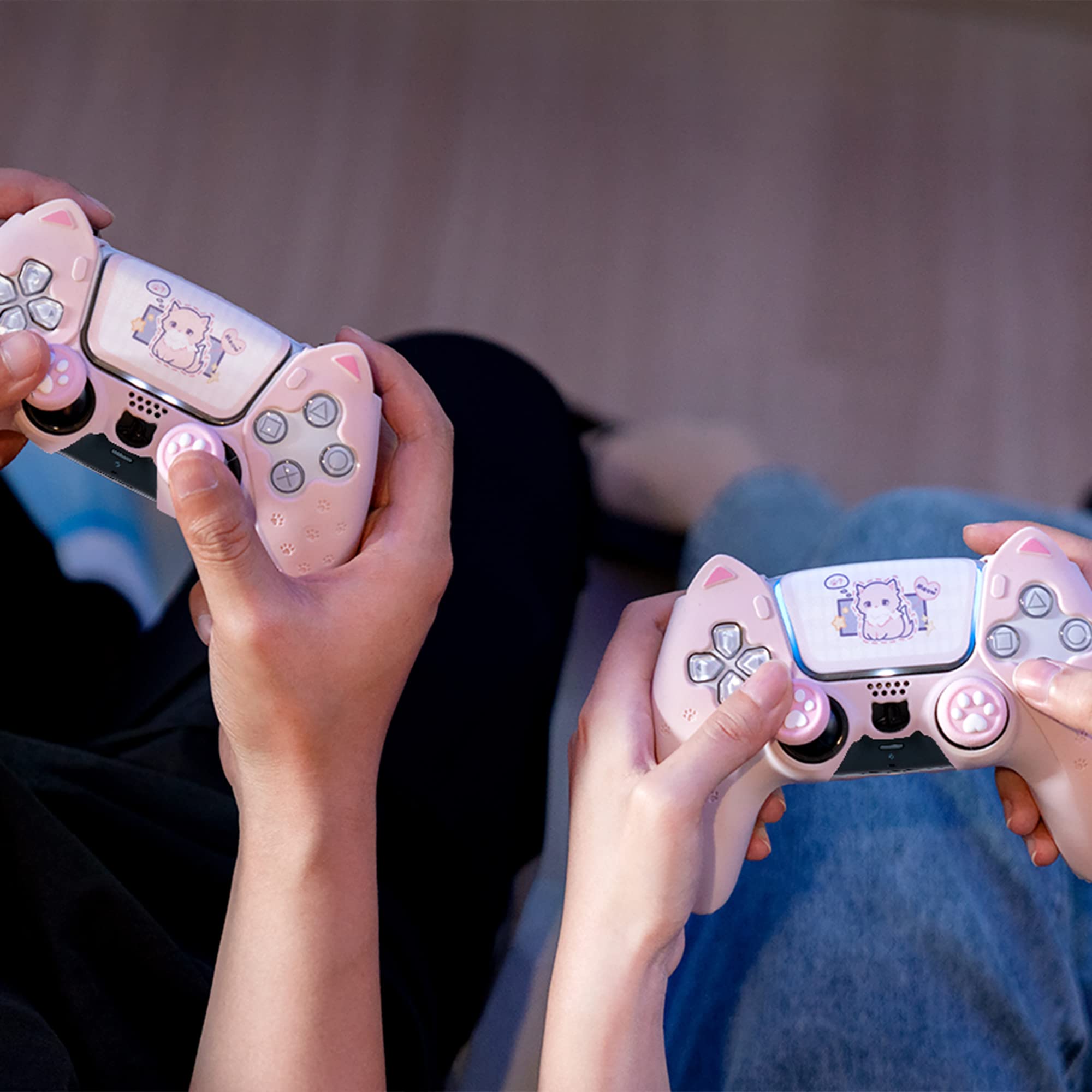 Pink Cat Paw PS5 Controller Grip - Anti-Slip Silicone Cover for Wireless Gaming Accessories - Perfect for Playstation 5 Players
