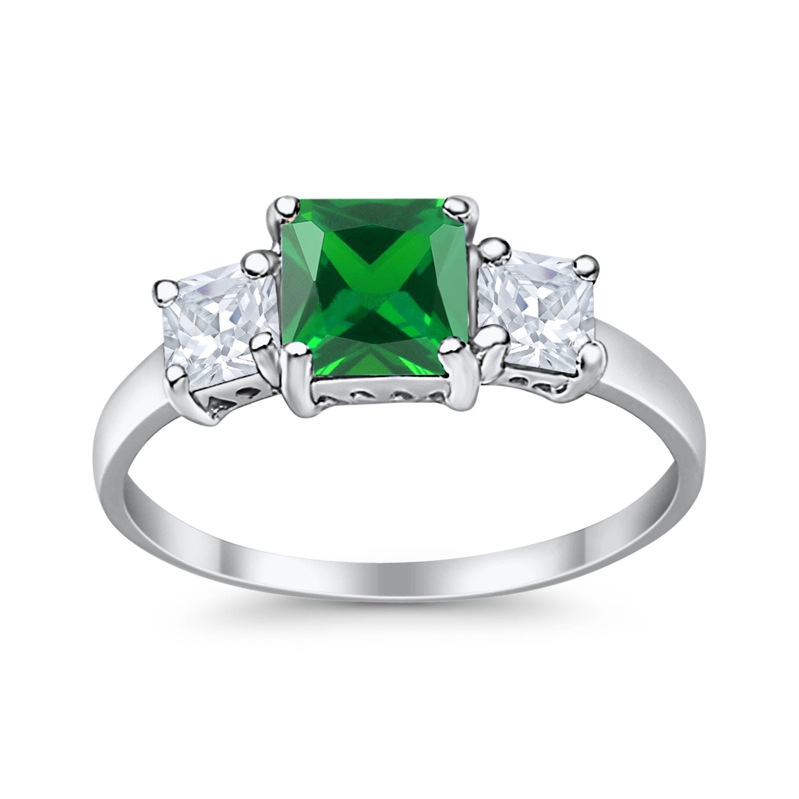 3 Stone Princess Cut Cubic Zirconia Ring - 925 Sterling Silver Fashion Jewelry for Women - Perfect for Weddings, Anniversaries & Special Occasions