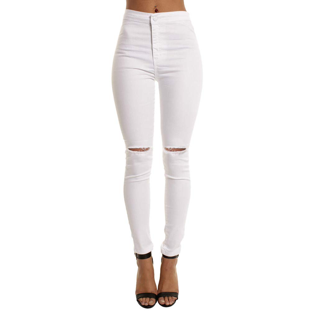 Petite Curvy Skinny Jeans for Women - High Waisted Stretch Denim Pants in White & Black | Ripped Slim Fit Jeans for Casual Wear & Night Out