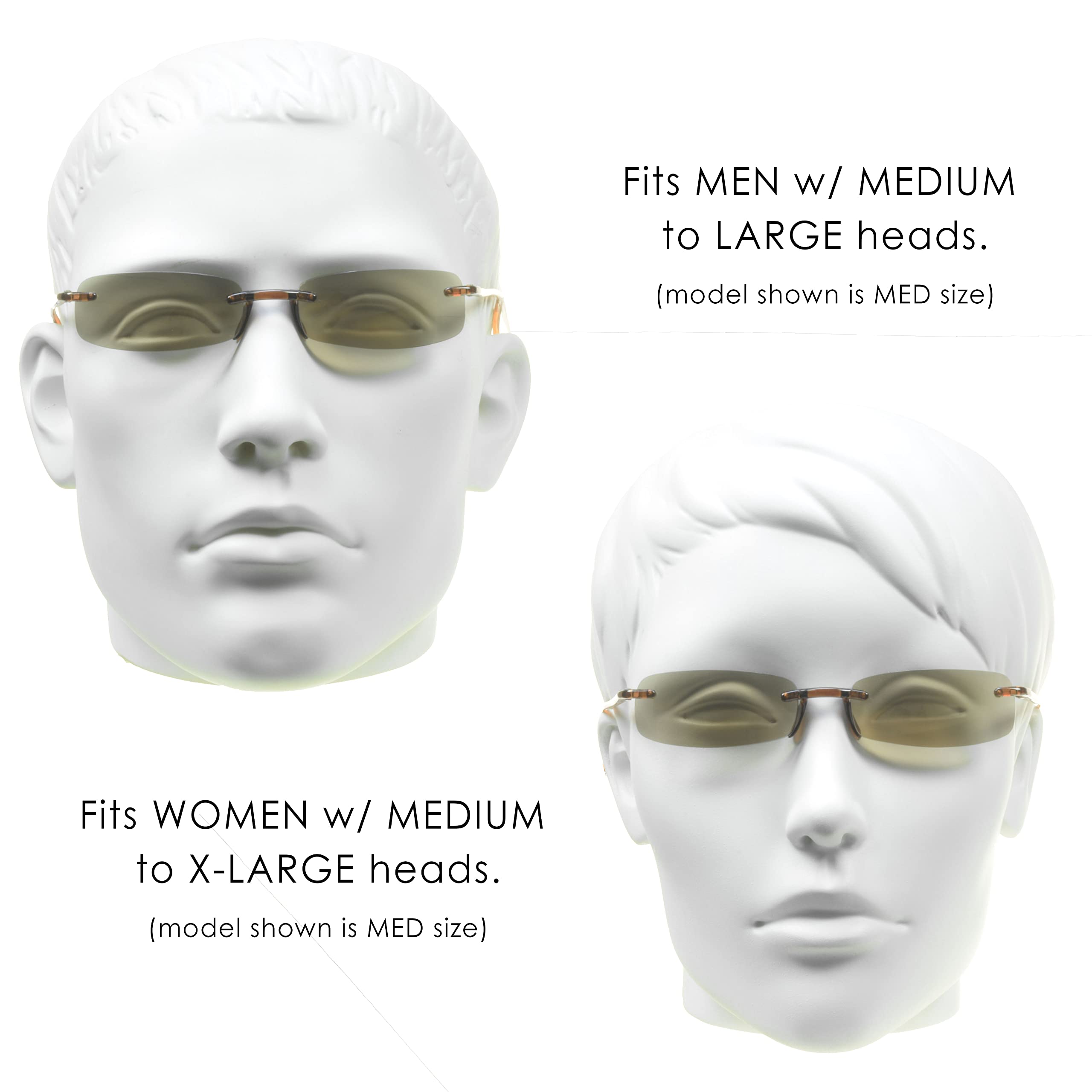 proSPORT 2 Pairs Tinted Reading Sunglasses - Rimless Lightweight Sun Readers for Men & Women | Perfect for Driving, Fishing & Outdoor Activities
